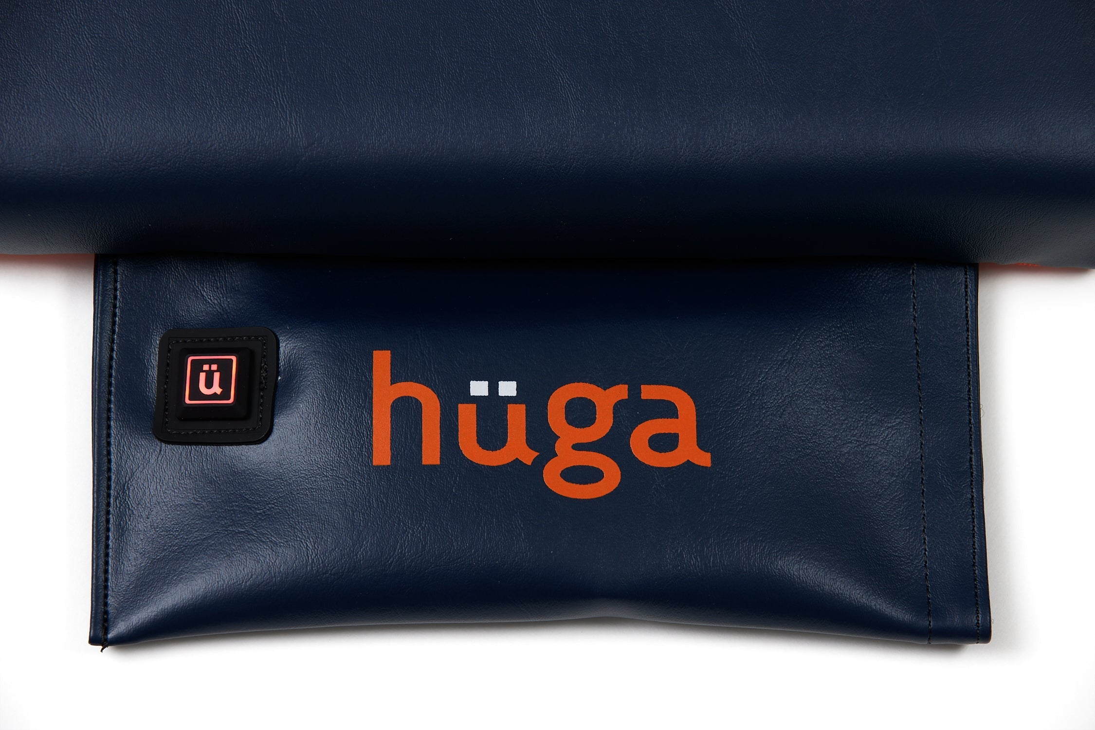 Hüga Heated Cushion – Marine Navy Vinyl / Orange Logo