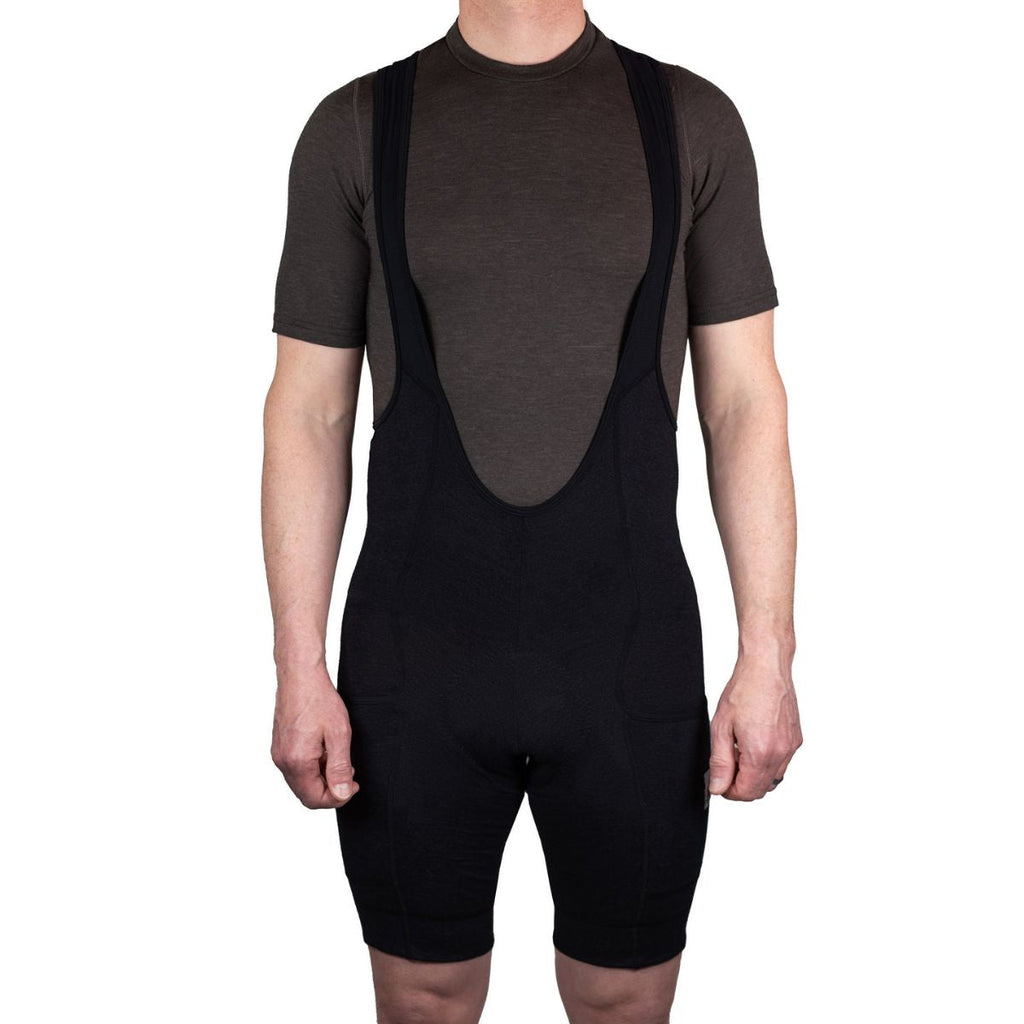 The Merino Wool Cargo Bib Shorts - Black