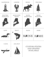 Maine Themed Etched Stemless Wine Glasses