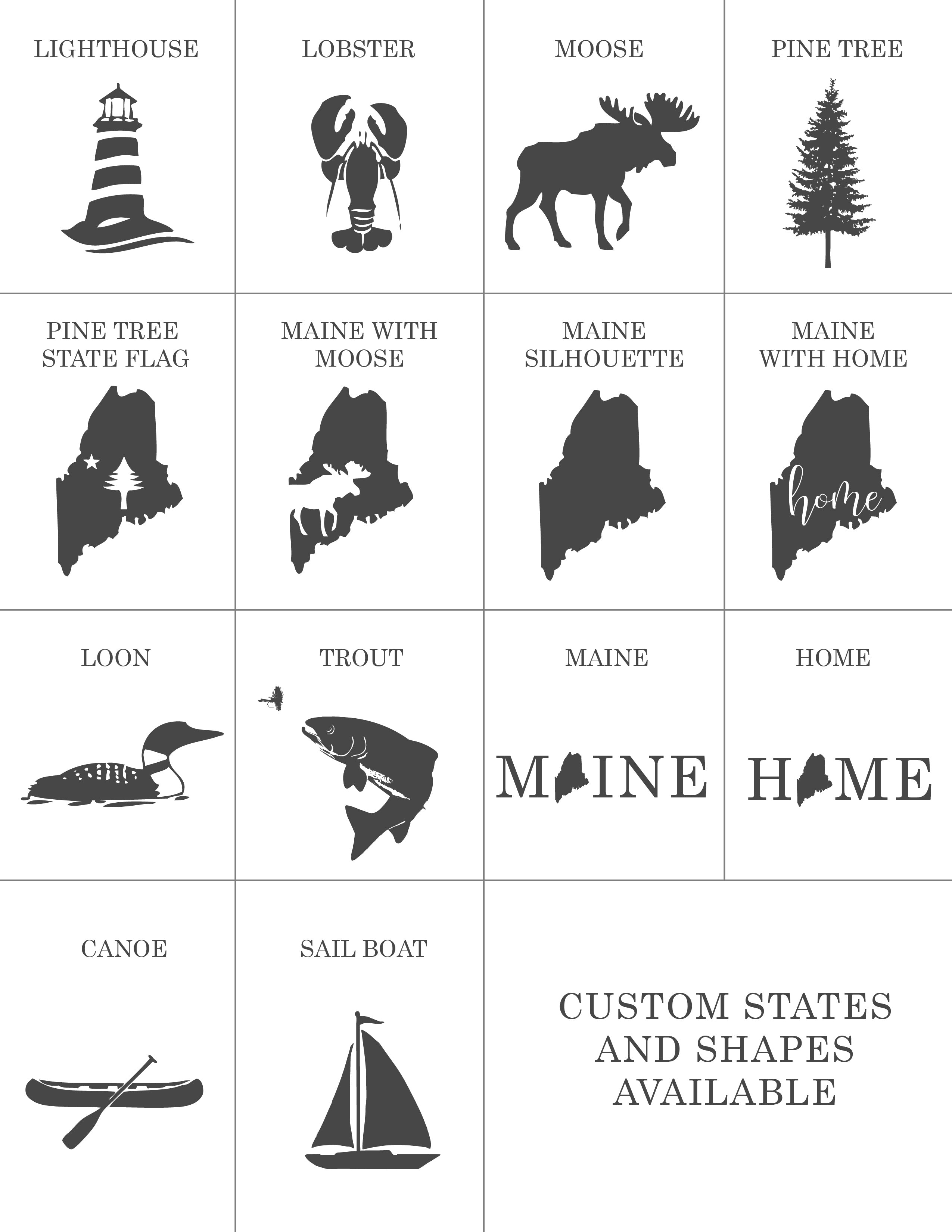 Maine Themed Etched Stemless Wine Glasses