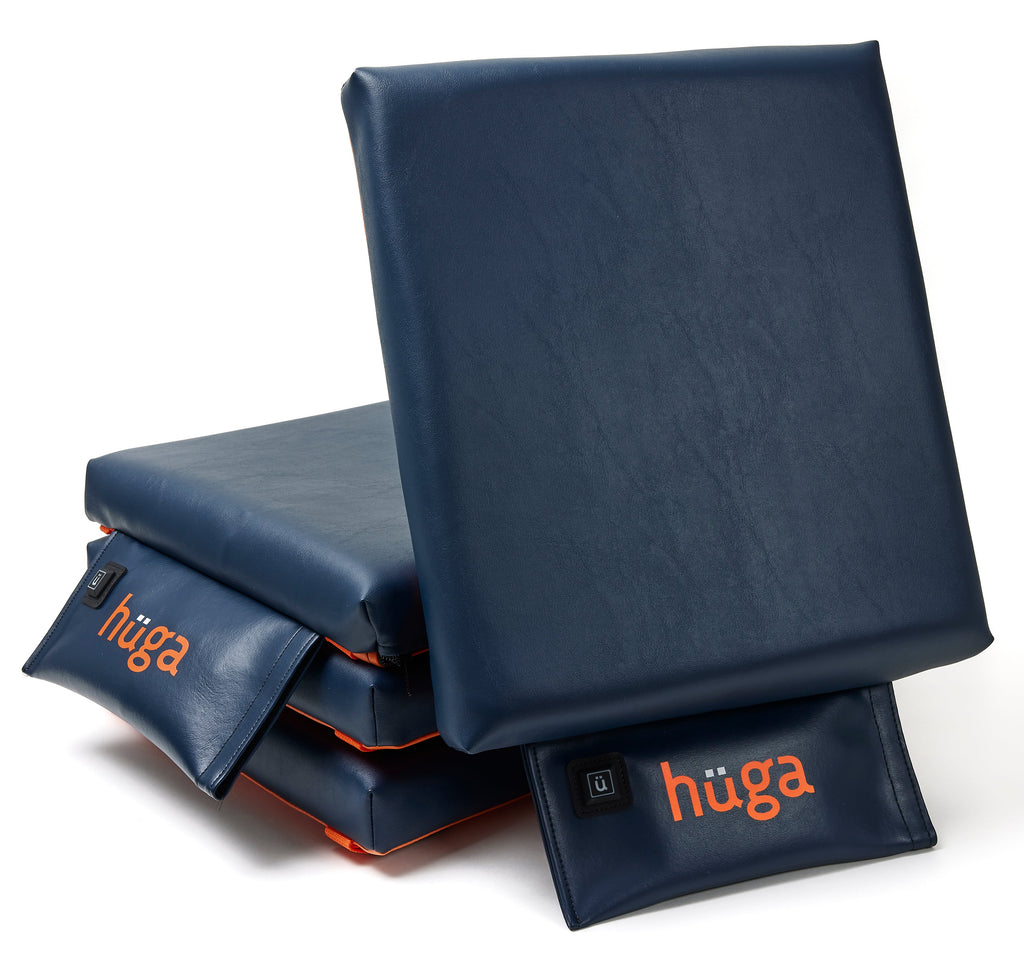 Hüga Heated Cushion – Marine Navy Vinyl / Orange Logo