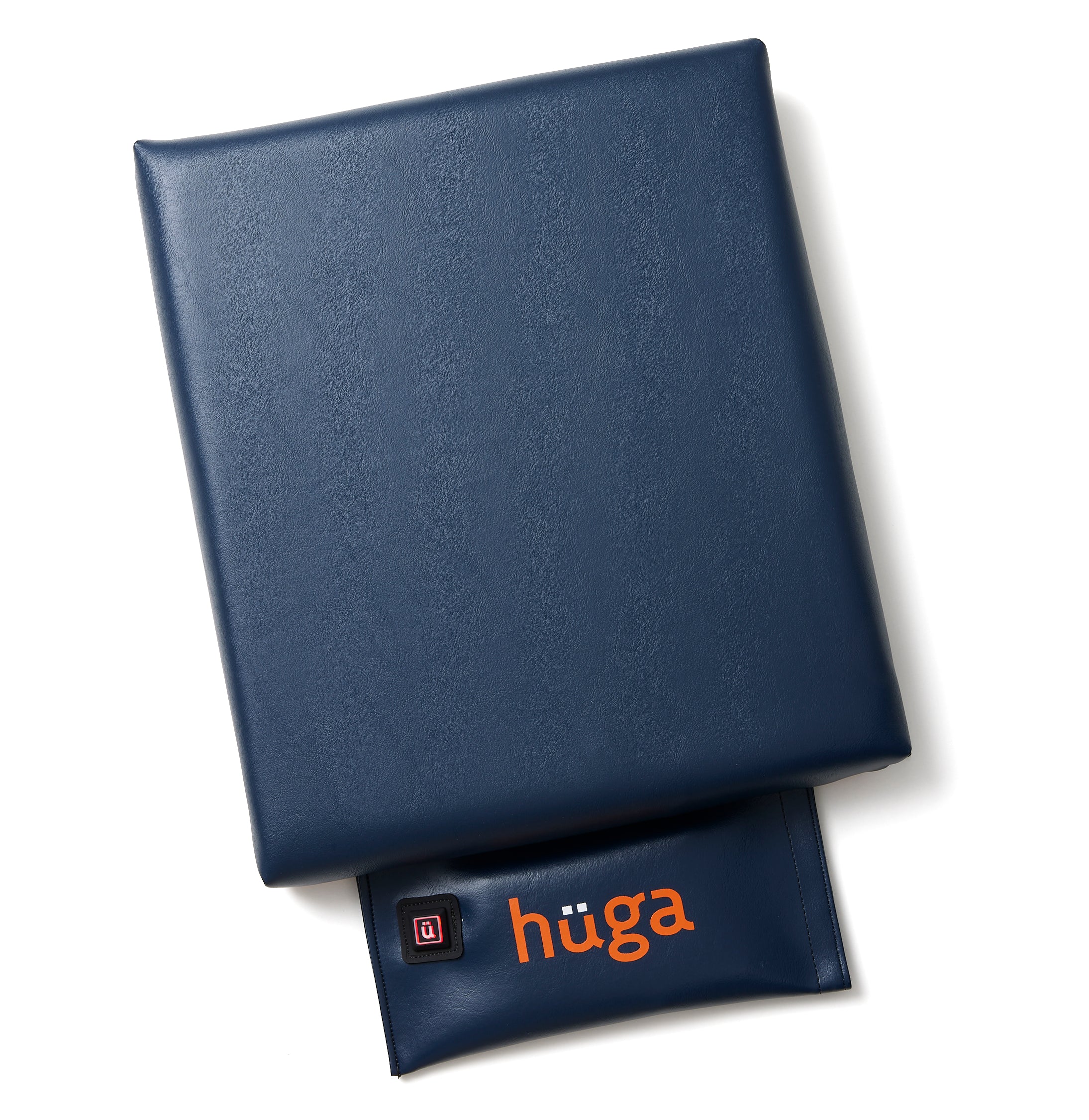 Hüga Heated Cushion – Marine Navy Vinyl / Orange Logo