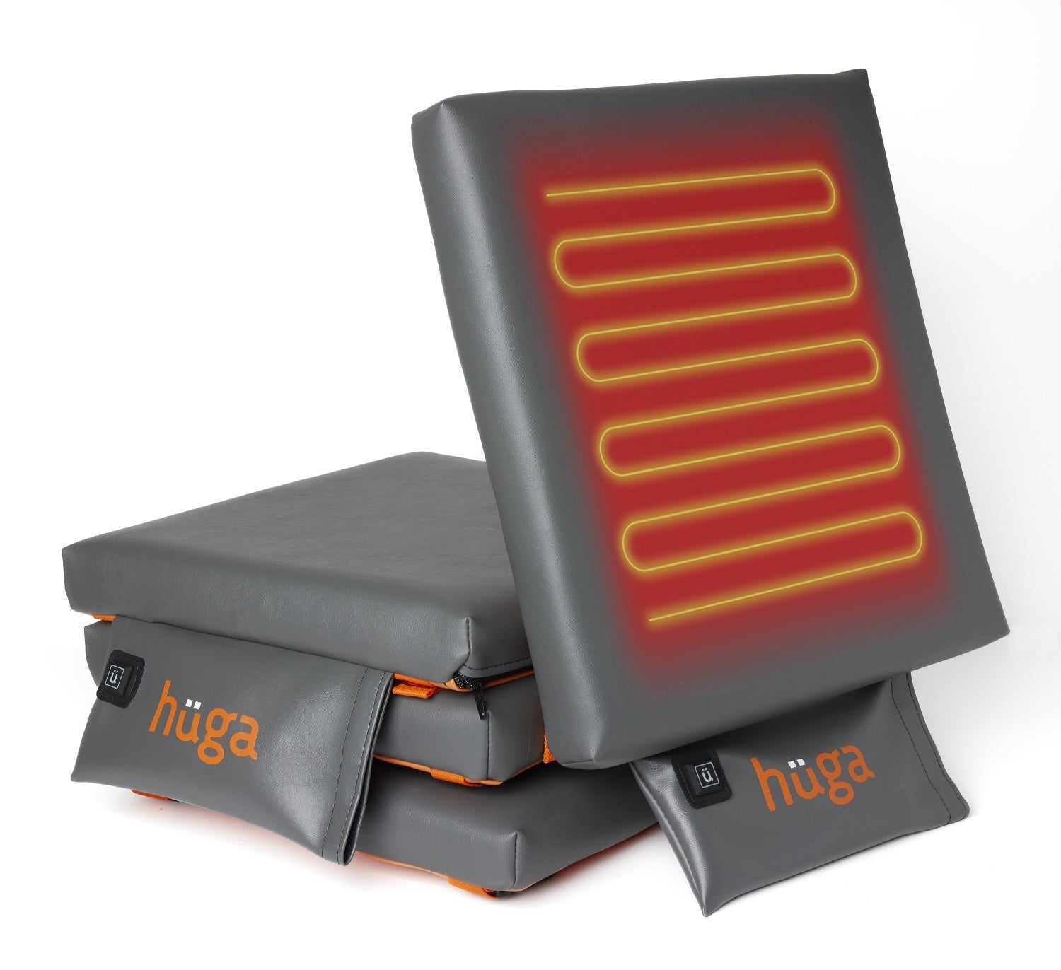 Hüga Heated Cushion – Anchor Grey Vinyl / Orange Logo