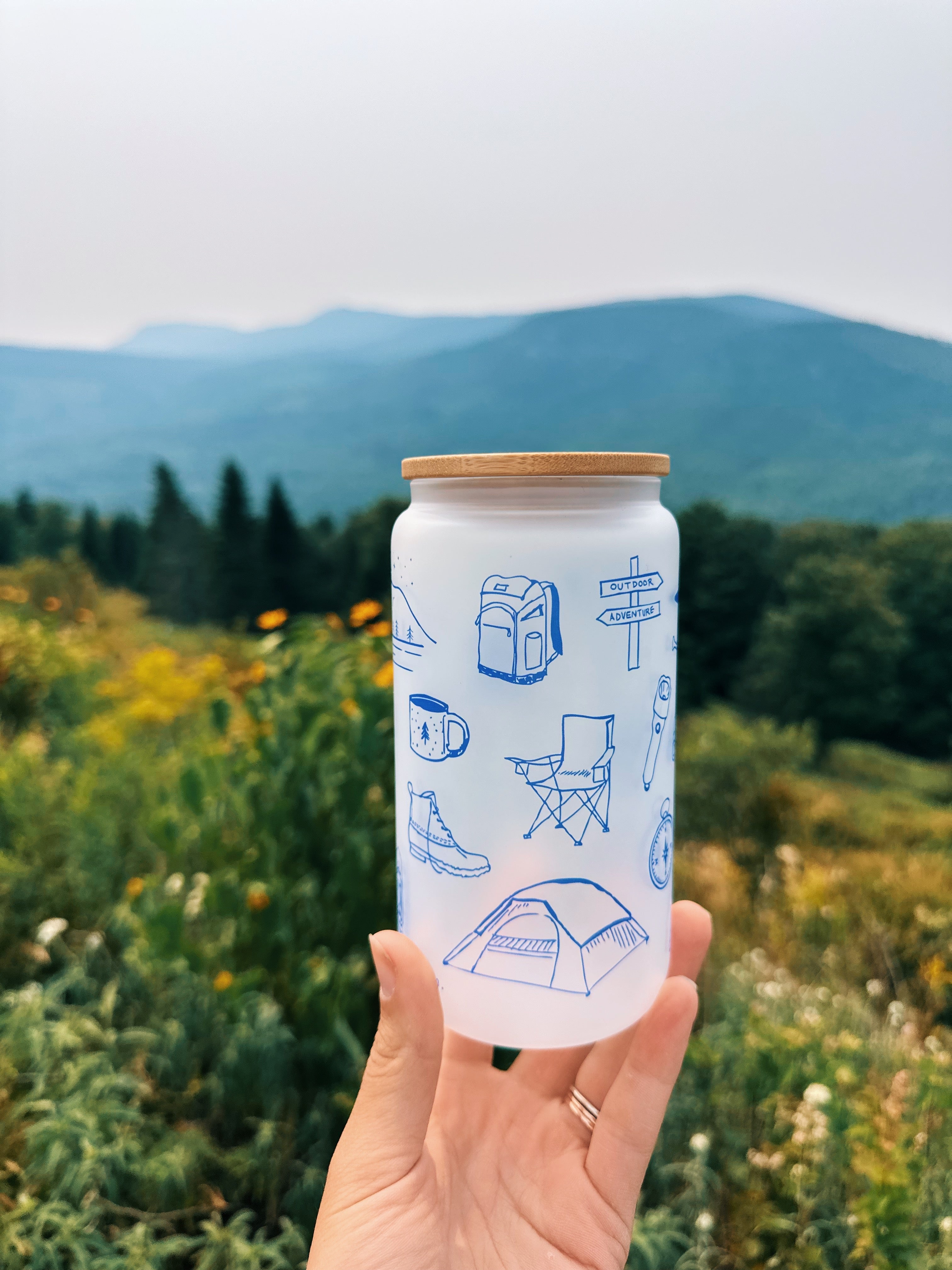 Outdoor Adventure Frosted Can Glass