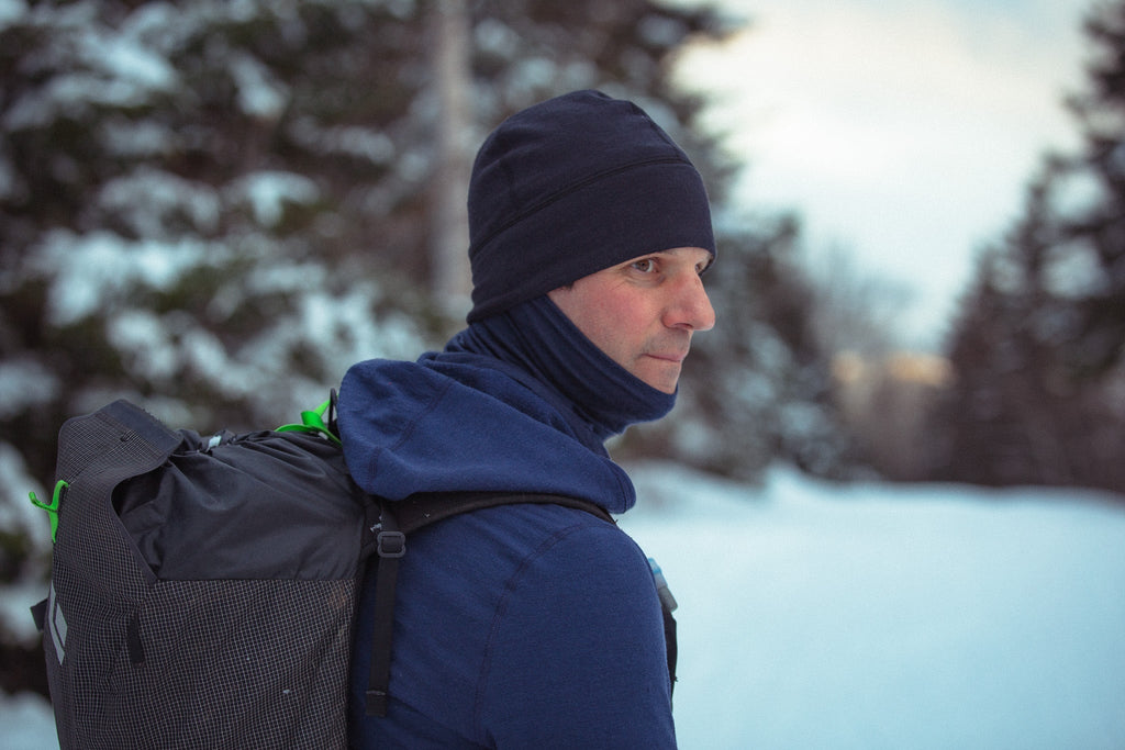 Winter Wool Long Sleeve Merino Wool Hoodie - Navy