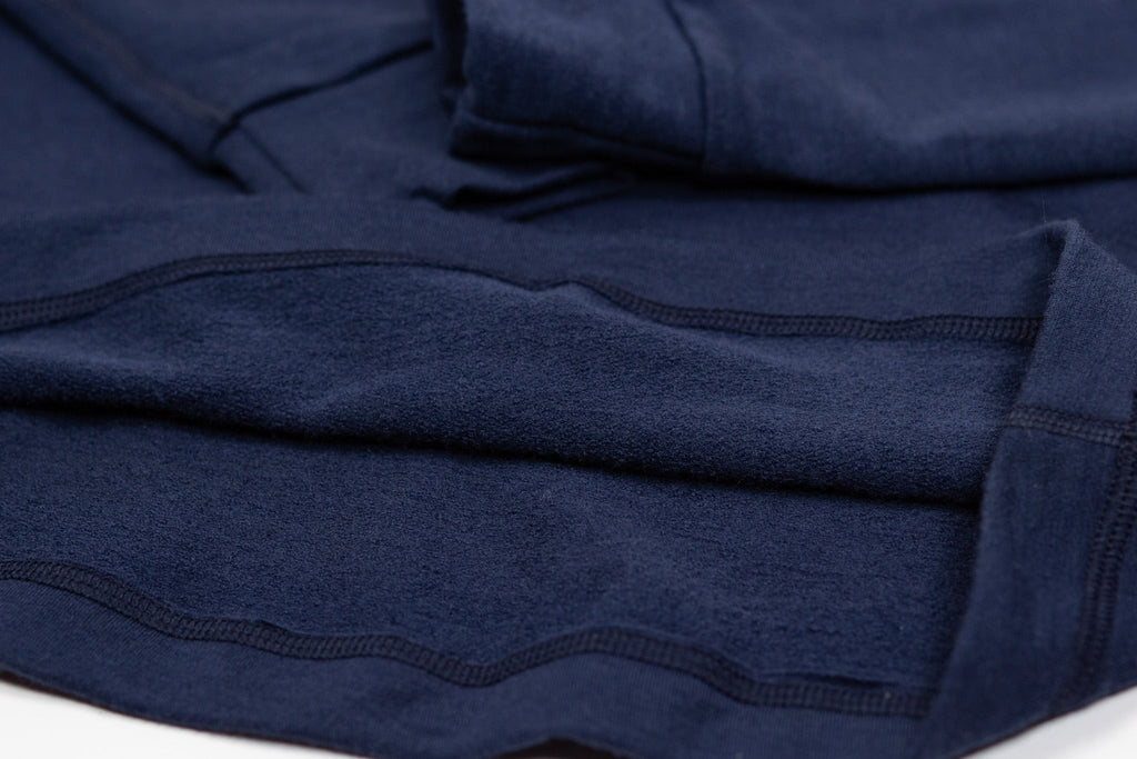 Winter Wool Long Sleeve Merino Wool Hoodie - Navy