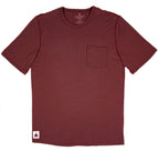 Every-Season Short Sleeve Merino Wool Pocket Tee - Brick Red