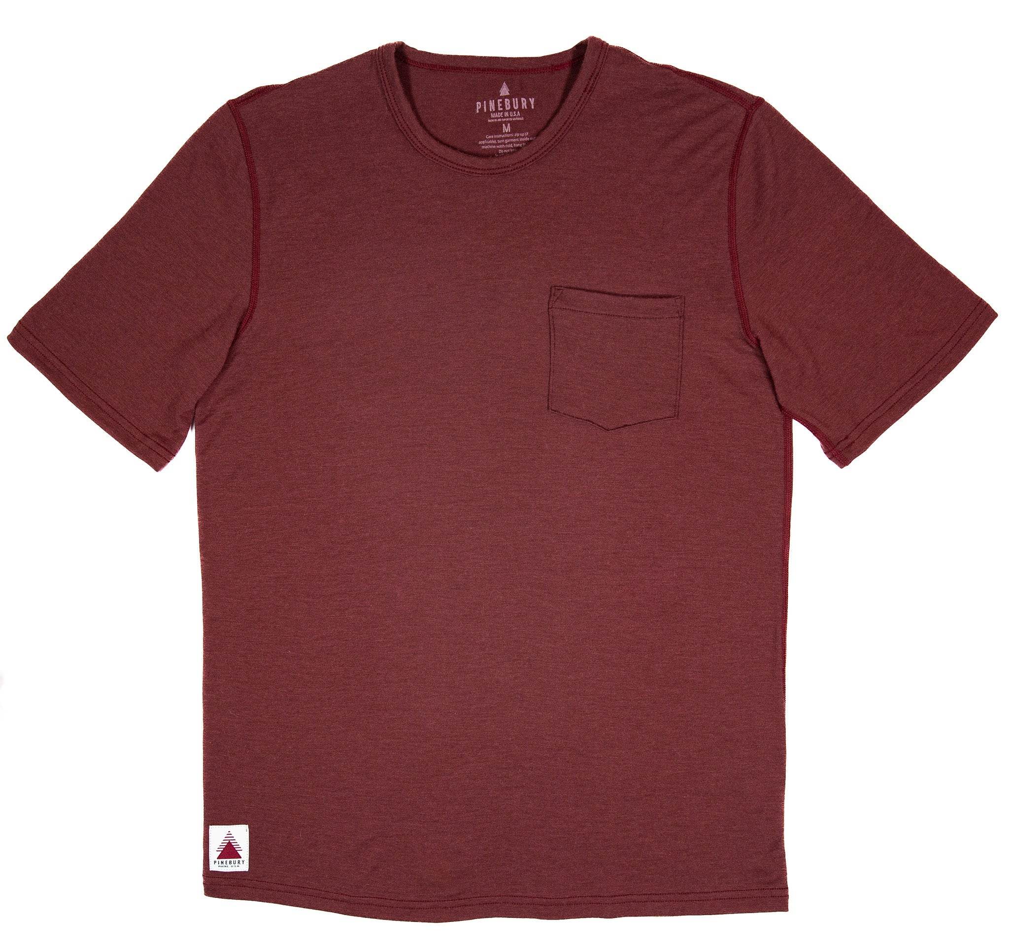 Every-Season Short Sleeve Merino Wool Pocket Tee - Brick Red