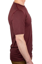 Every-Season Short Sleeve Merino Wool Pocket Tee - Brick Red