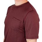 Every-Season Short Sleeve Merino Wool Pocket Tee - Brick Red