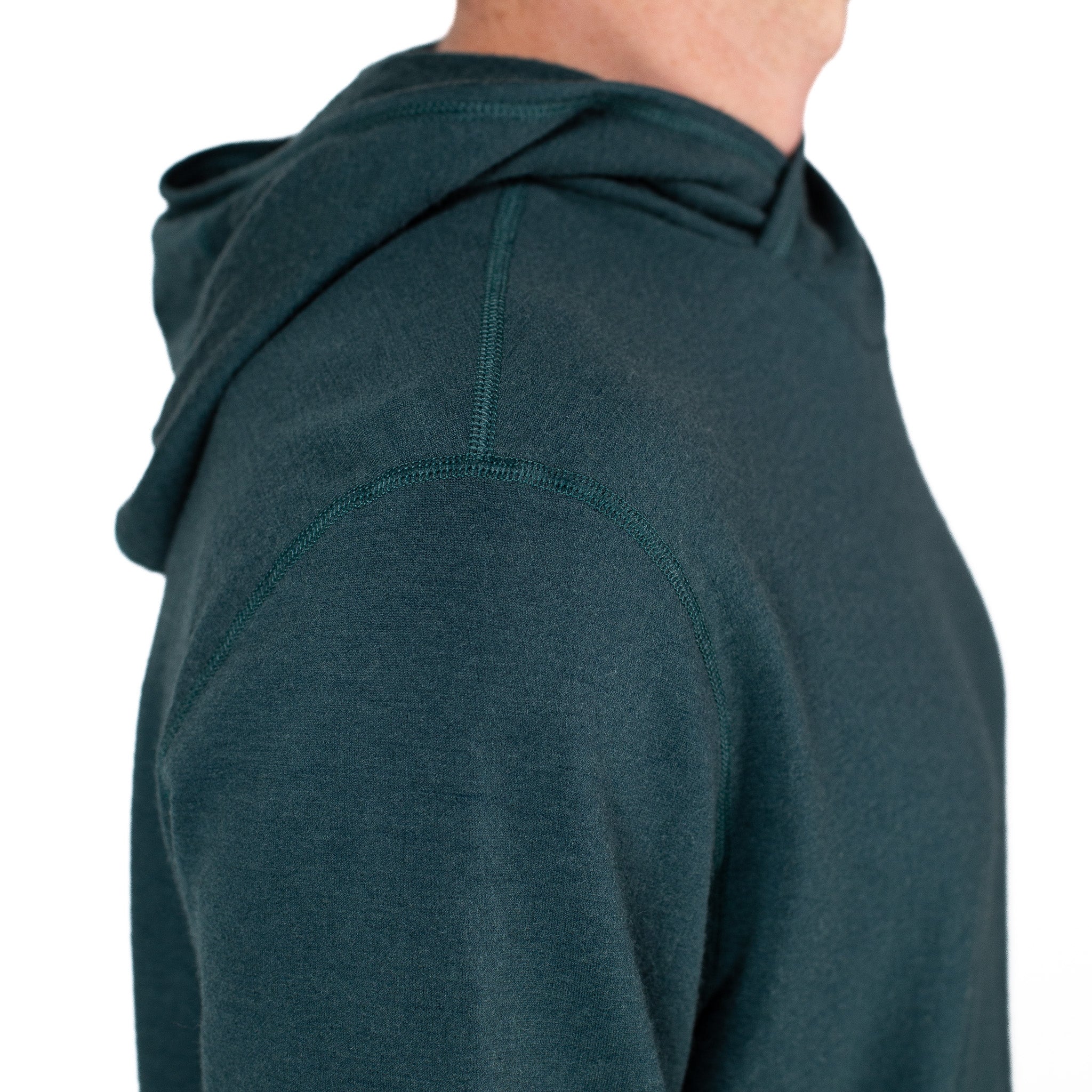 Winter Wool Long Sleeve Merino Wool Hoodie - Forest Green