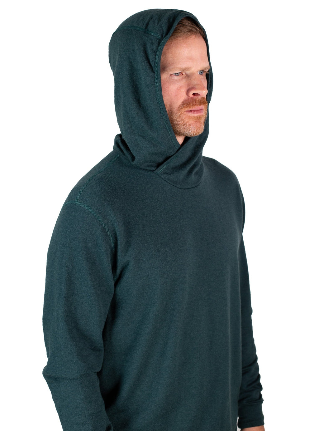 Winter Wool Long Sleeve Merino Wool Hoodie - Forest Green