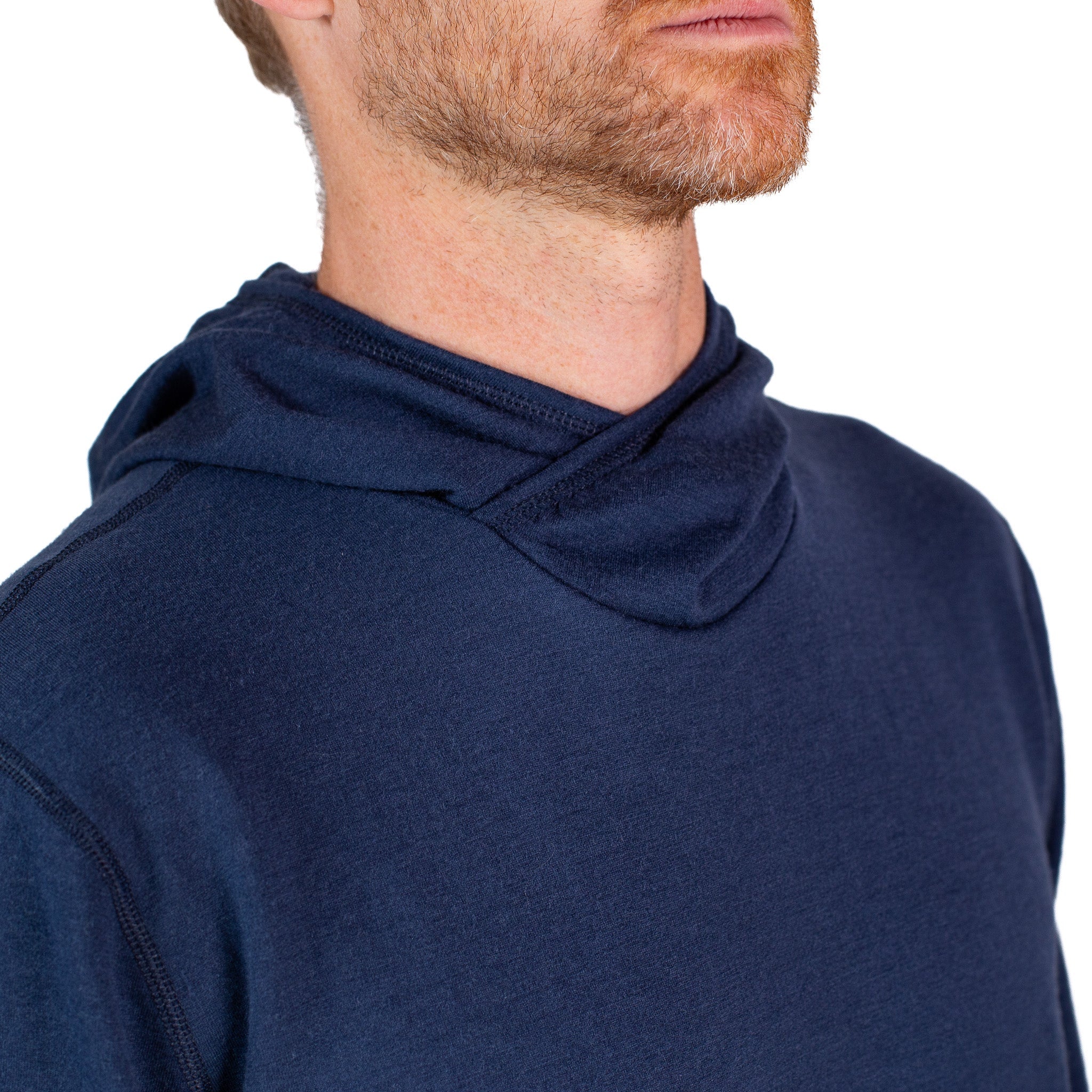 Winter Wool Long Sleeve Merino Wool Hoodie - Navy