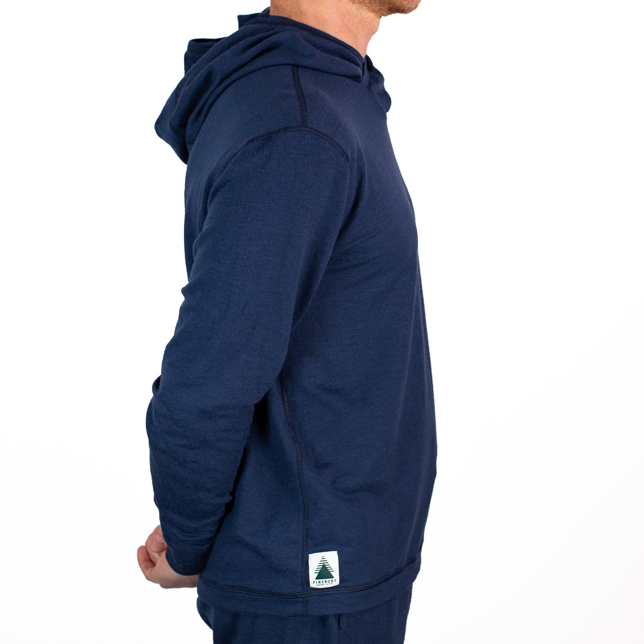 Winter Wool Long Sleeve Merino Wool Hoodie - Navy
