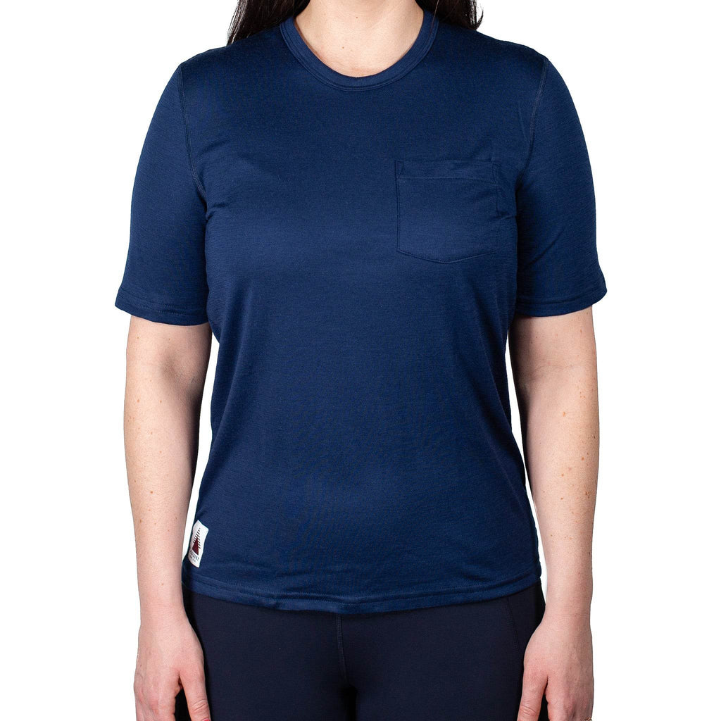 Every-Season Short Sleeve Merino Wool Pocket Tee - Atlantic Blue