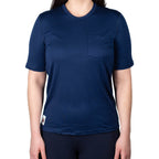 Every-Season Short Sleeve Merino Wool Pocket Tee - Atlantic Blue