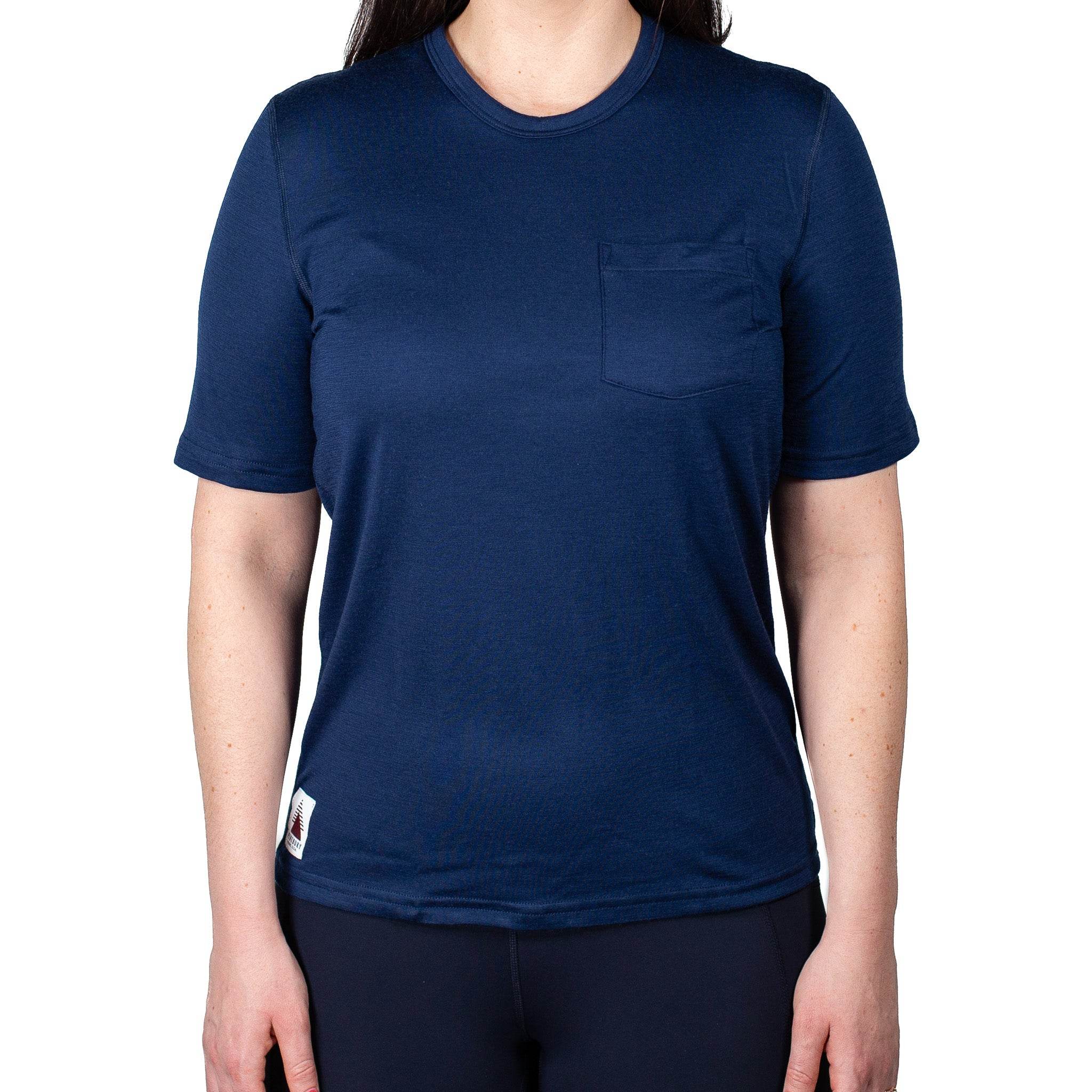 Every-Season Short Sleeve Merino Wool Pocket Tee - Atlantic Blue