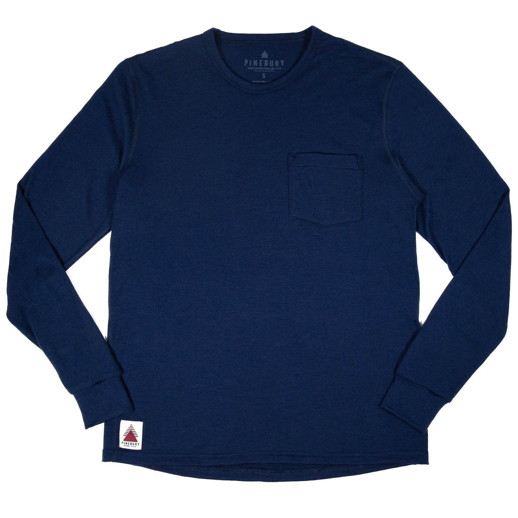Every-Season Long Sleeve Merino Wool Pocket Tee - Atlantic Blue