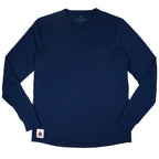 Every-Season Long Sleeve Merino Wool Pocket Tee - Atlantic Blue
