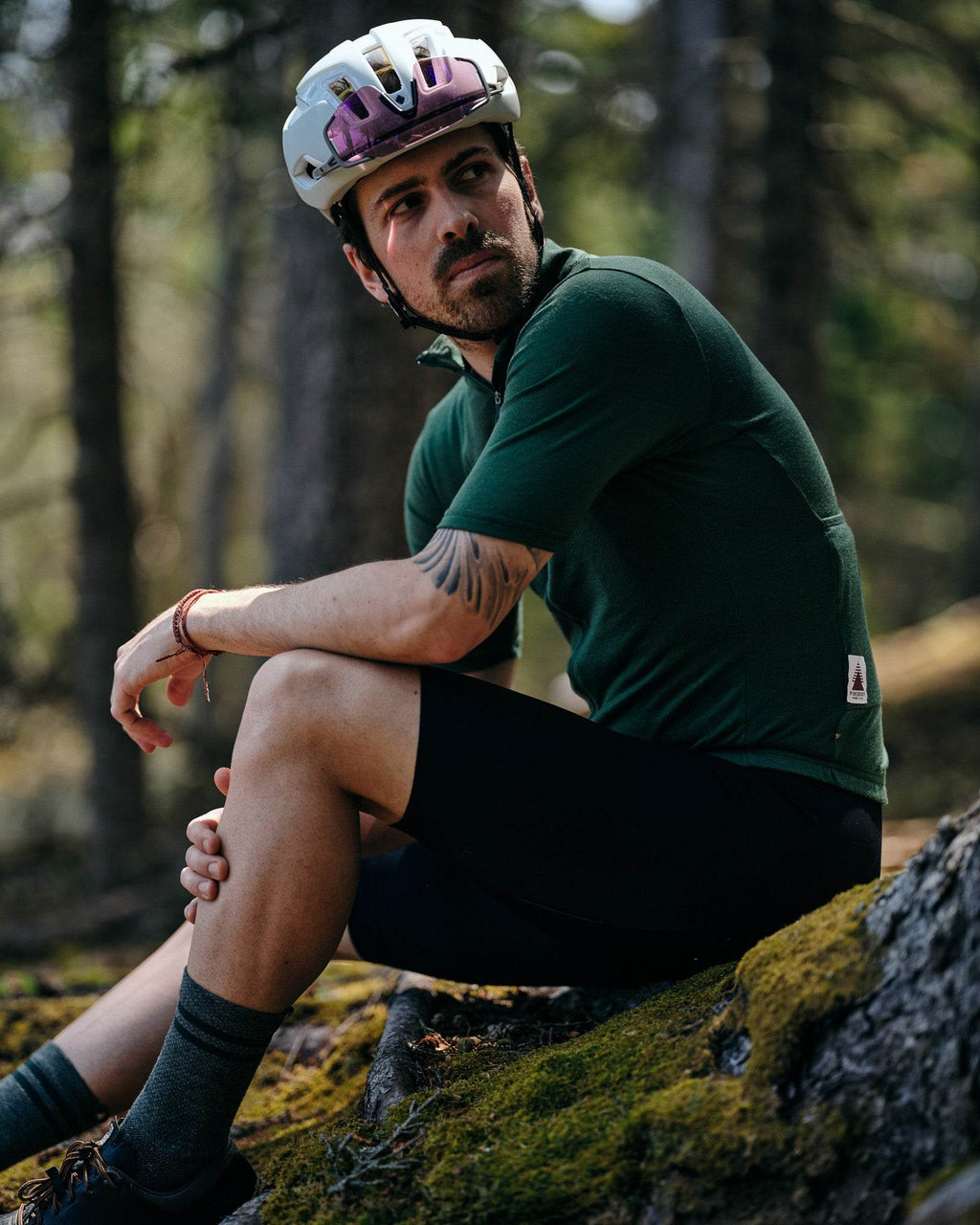 Every-Season Short Sleeve Merino Wool Cycling Jersey - Pine