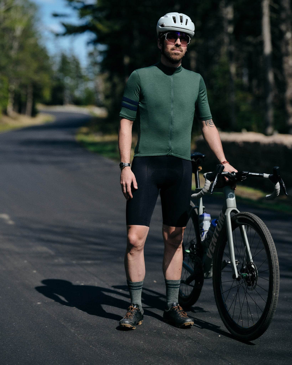 Every-Season Short Sleeve Merino Wool Cycling Jersey - Pine