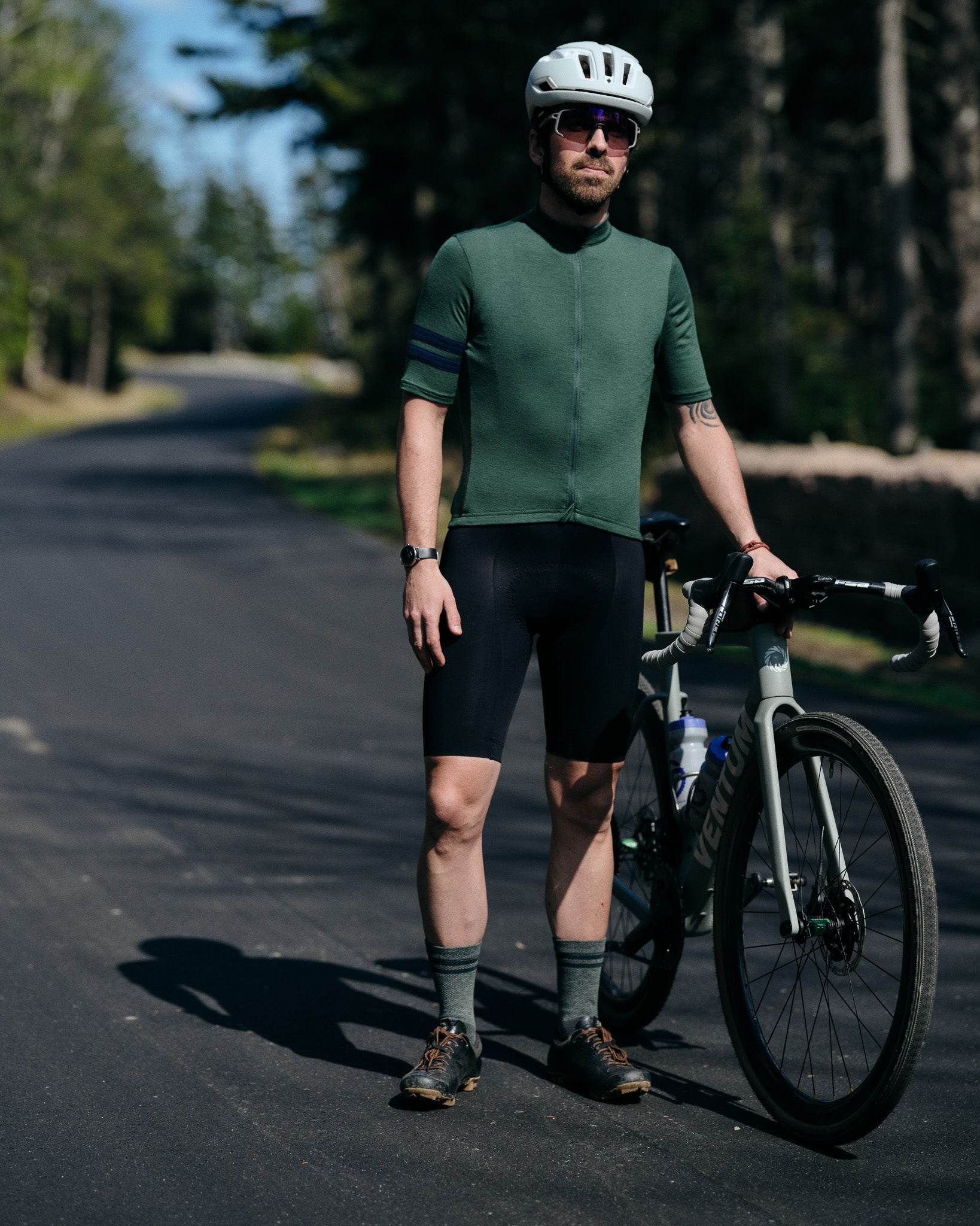 Every-Season Short Sleeve Merino Wool Cycling Jersey - Pine