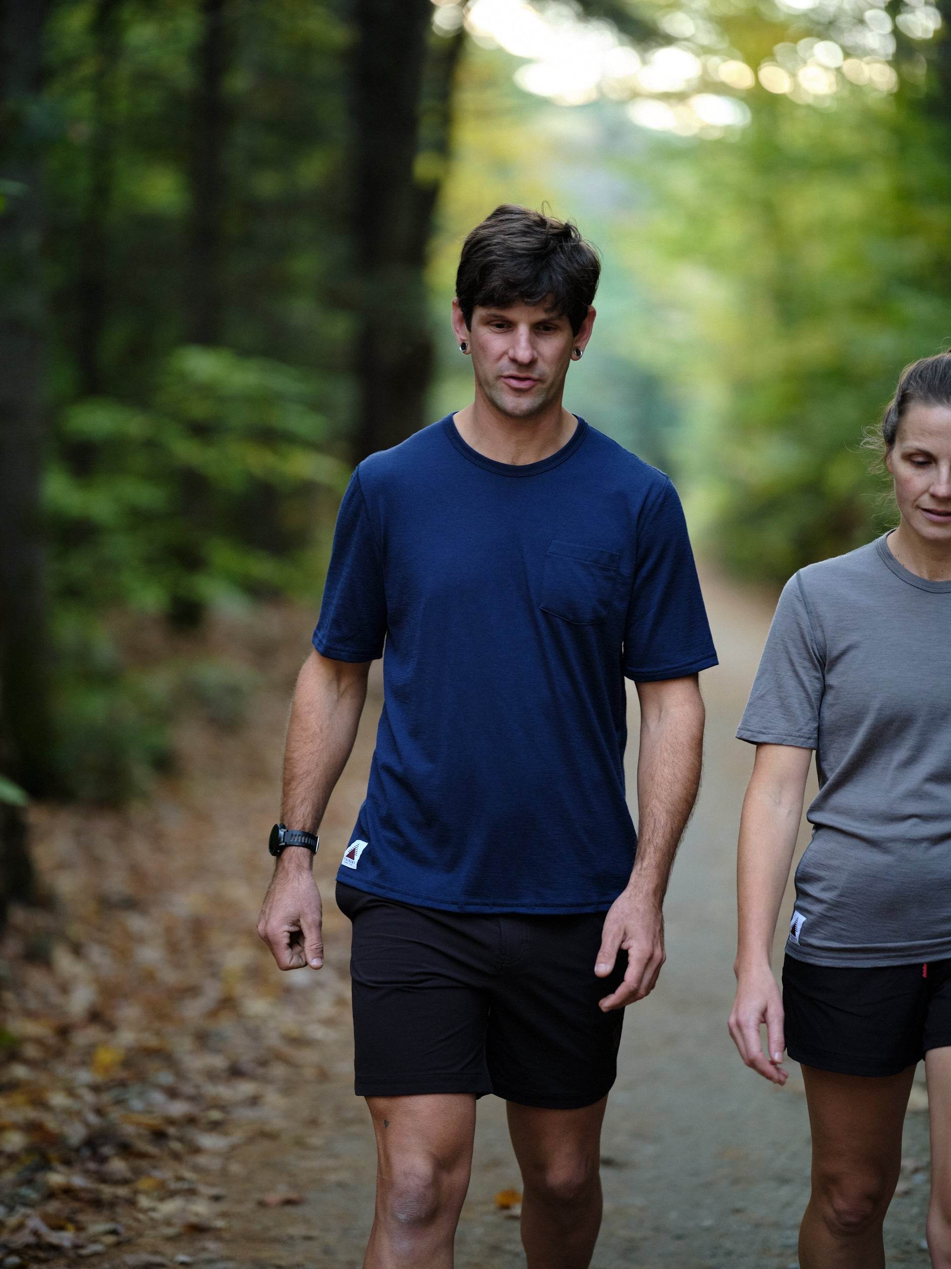 Every-Season Short Sleeve Merino Wool Pocket Tee - Atlantic Blue