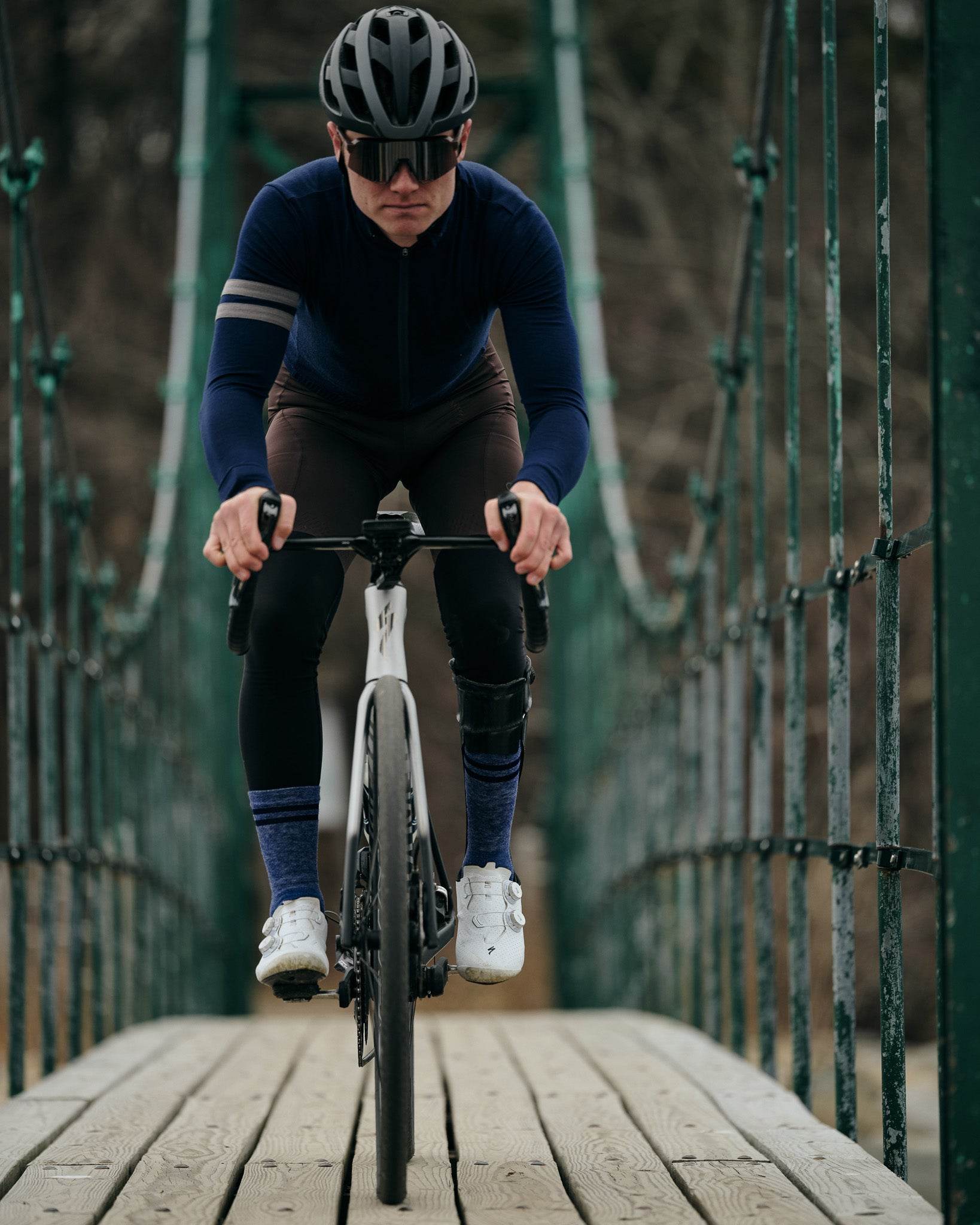 Every-Season Long Sleeve Merino Wool Cycling Jersey - Atlantic Blue