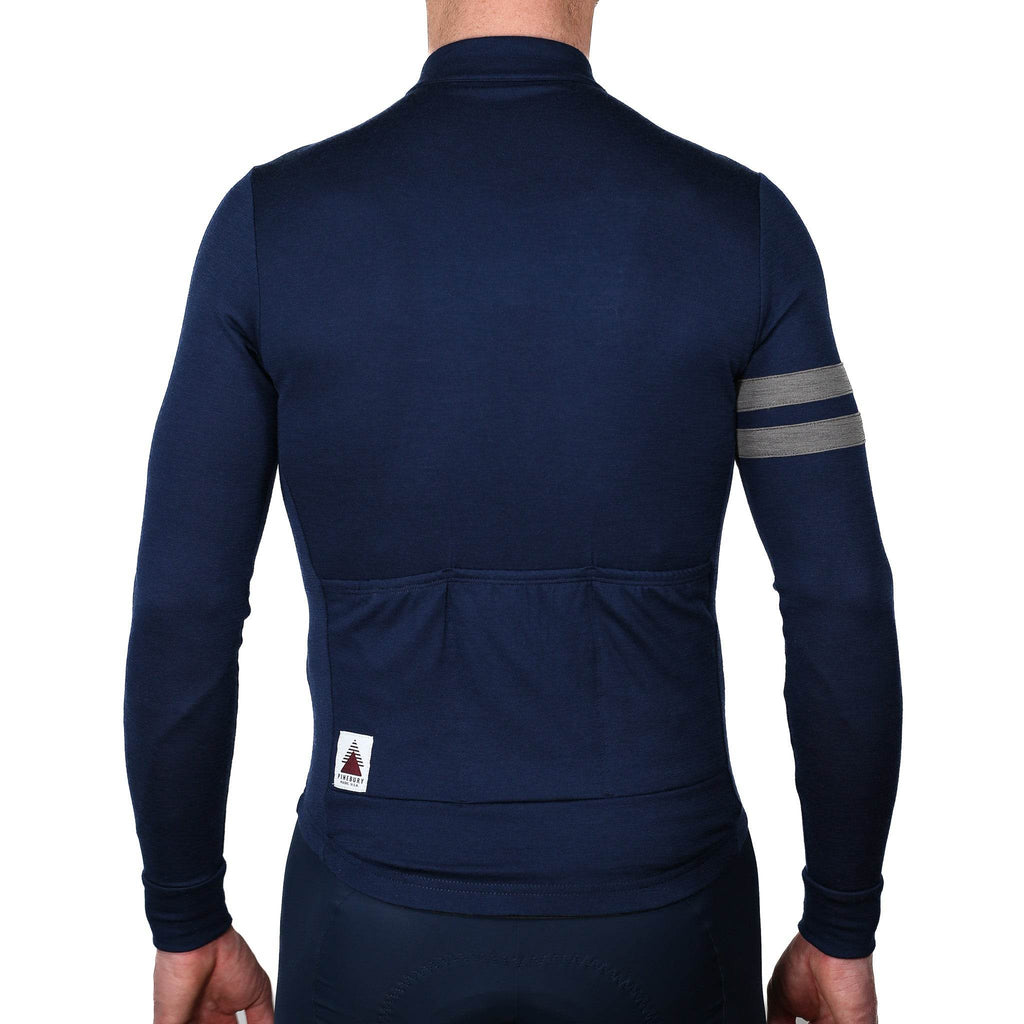Every-Season Long Sleeve Merino Wool Cycling Jersey - Atlantic Blue
