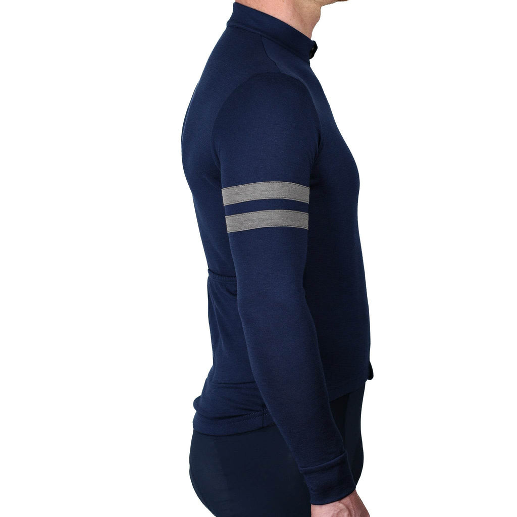 Every-Season Long Sleeve Merino Wool Cycling Jersey - Atlantic Blue