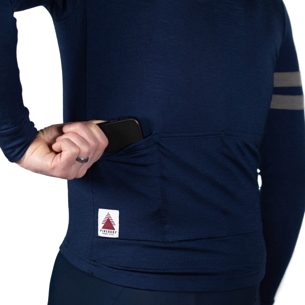 Every-Season Long Sleeve Merino Wool Cycling Jersey - Atlantic Blue