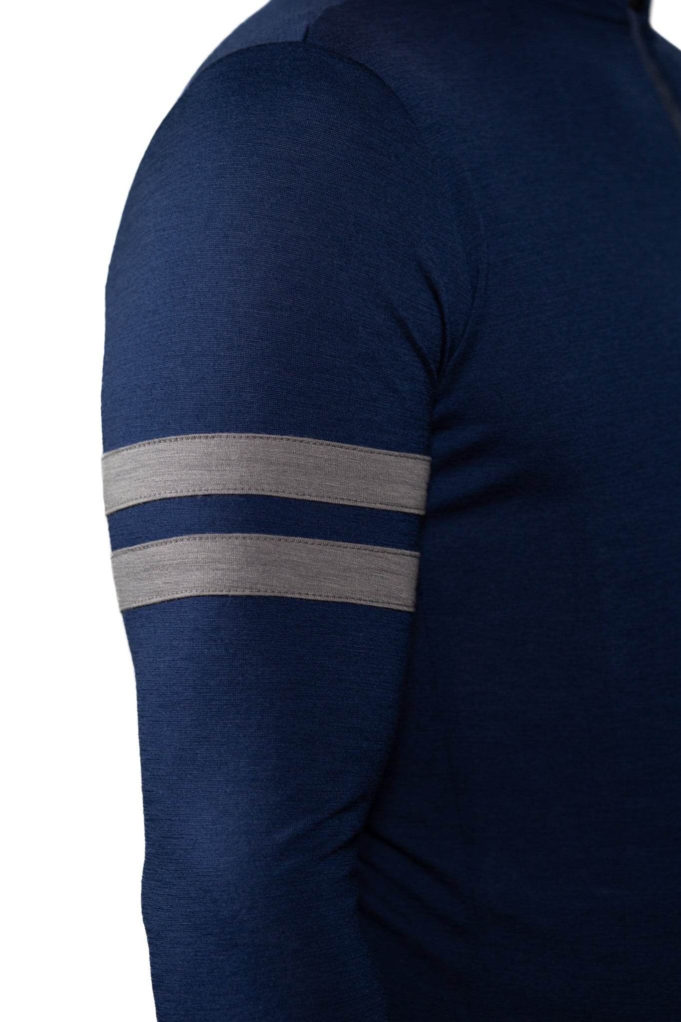 Every-Season Long Sleeve Merino Wool Cycling Jersey - Atlantic Blue