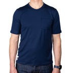 Every-Season Short Sleeve Merino Wool Pocket Tee - Atlantic Blue