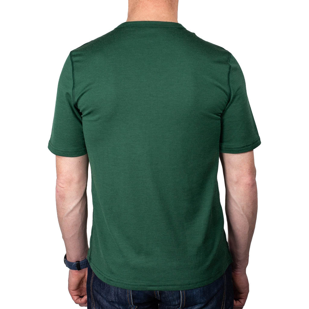 Every-Season Short Sleeve Merino Wool Pocket Tee - Pine