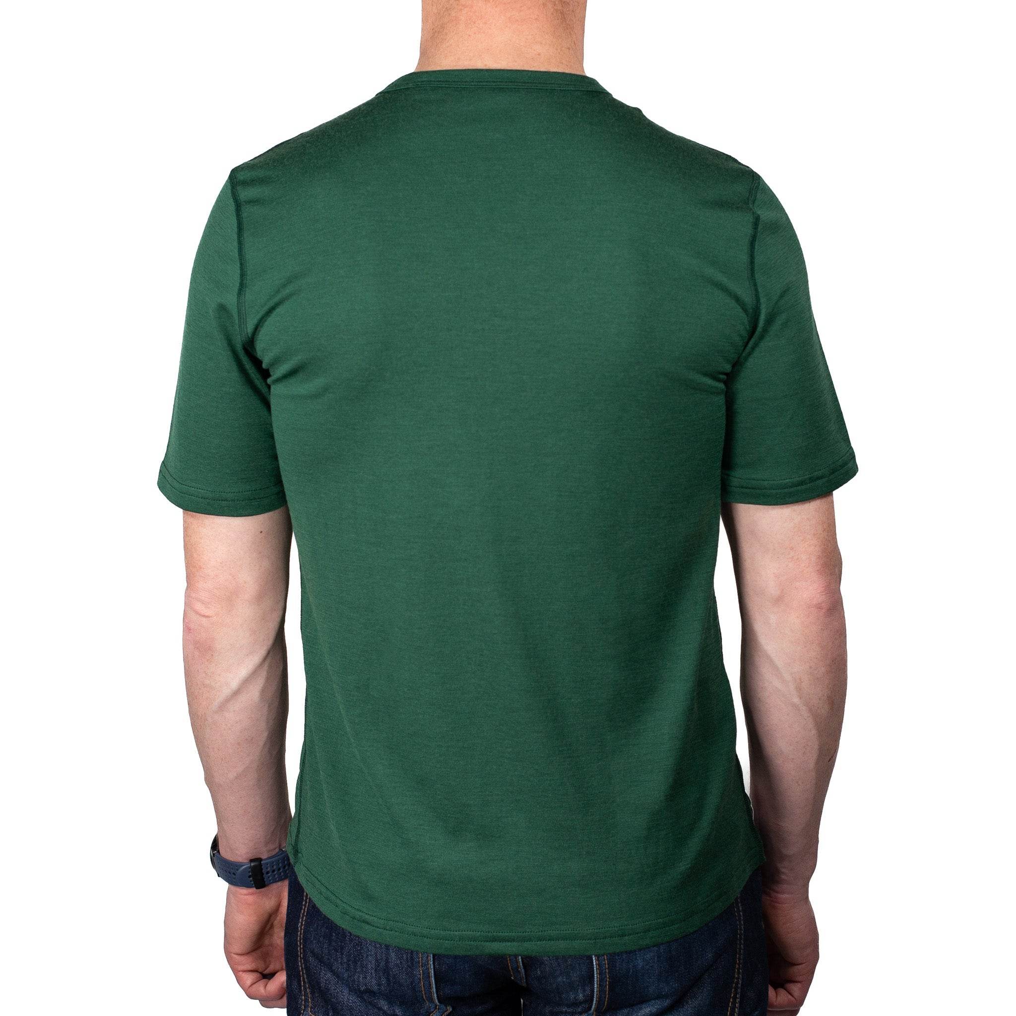 Every-Season Short Sleeve Merino Wool Pocket Tee - Pine