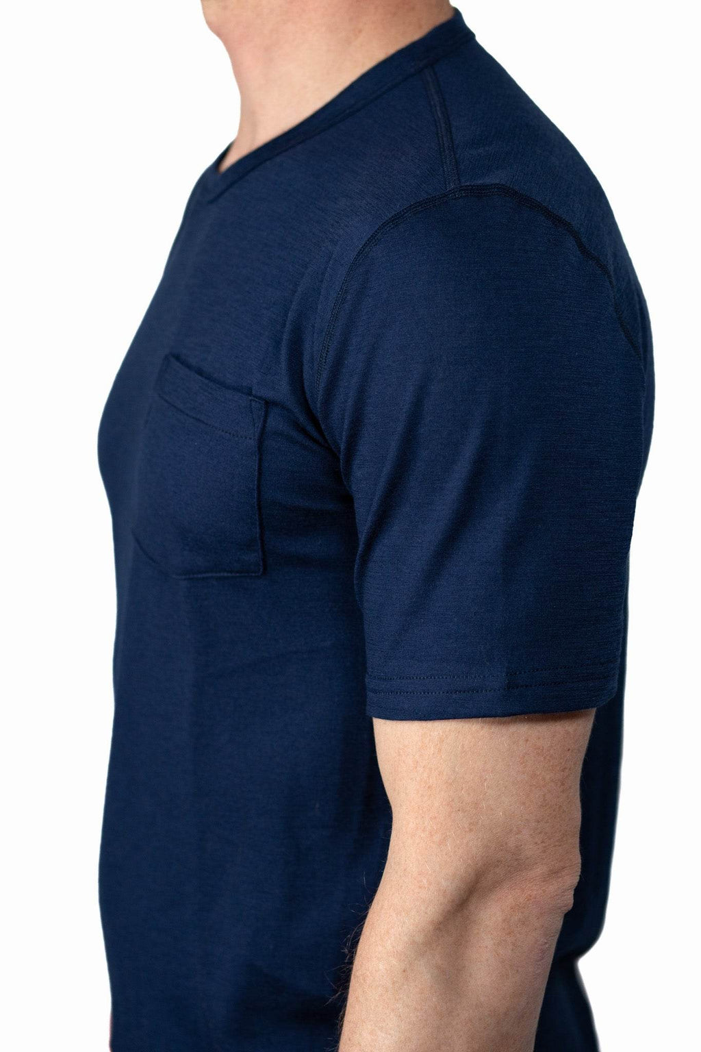 Every-Season Short Sleeve Merino Wool Pocket Tee - Atlantic Blue
