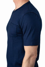 Every-Season Short Sleeve Merino Wool Pocket Tee - Atlantic Blue
