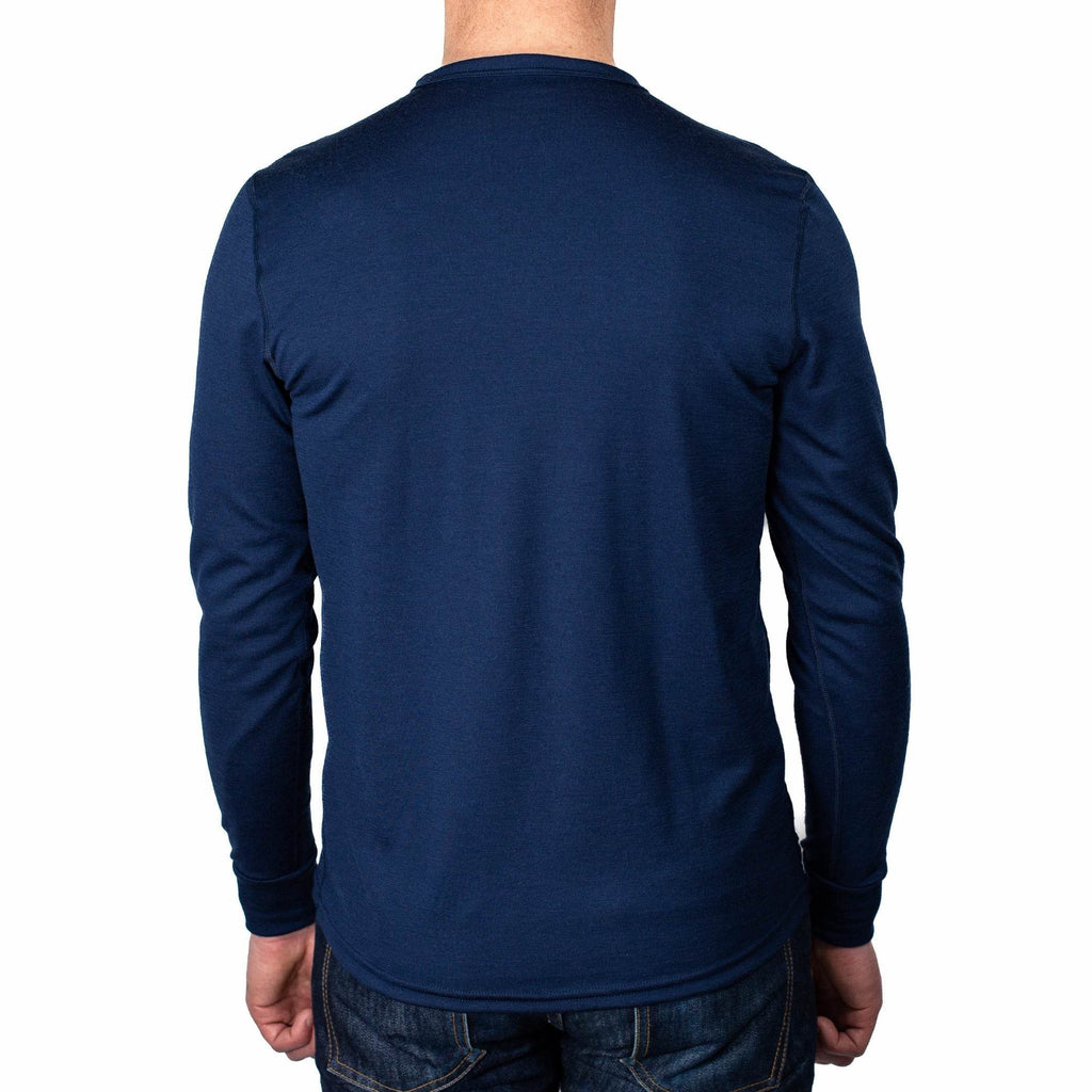 Every-Season Long Sleeve Merino Wool Pocket Tee - Atlantic Blue
