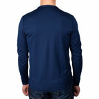 Every-Season Long Sleeve Merino Wool Pocket Tee - Atlantic Blue