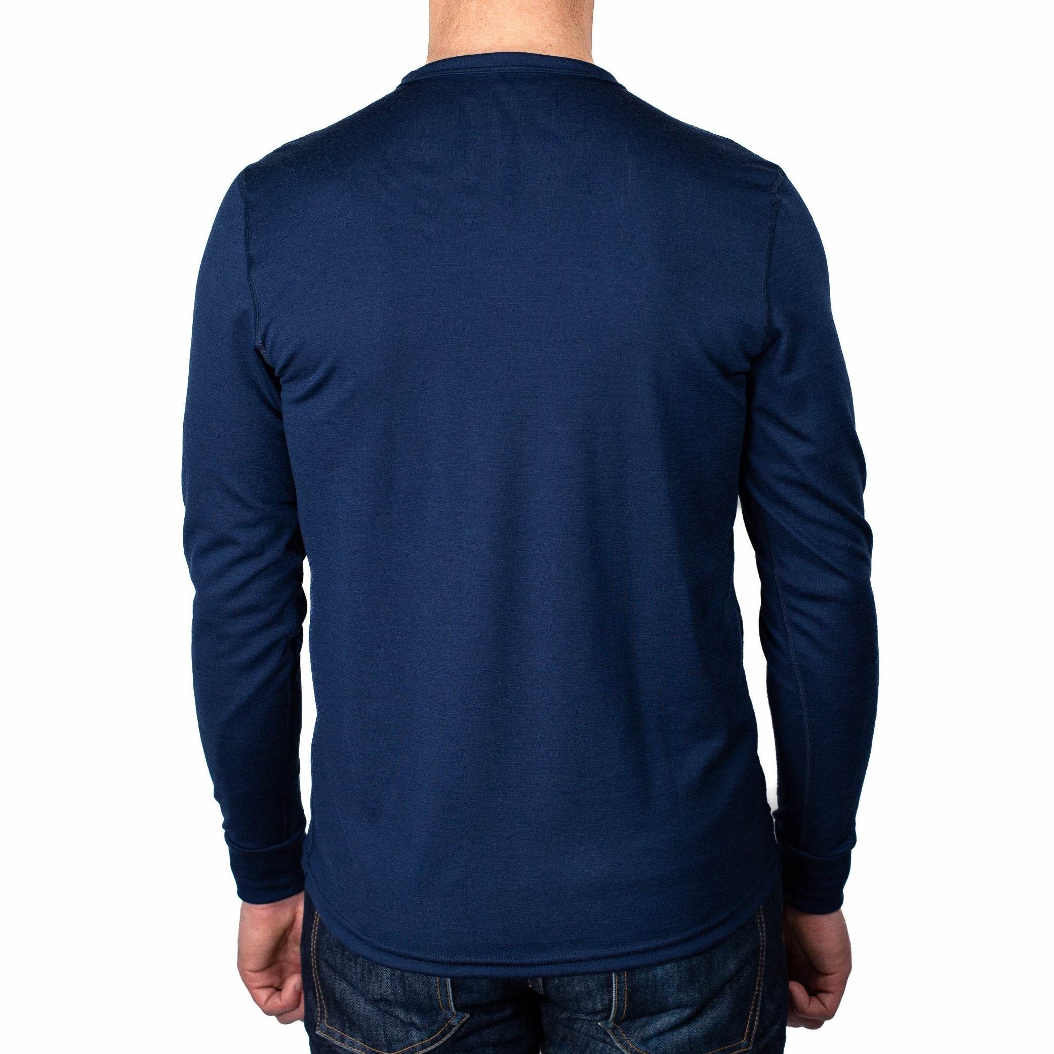 Every-Season Long Sleeve Merino Wool Pocket Tee - Atlantic Blue