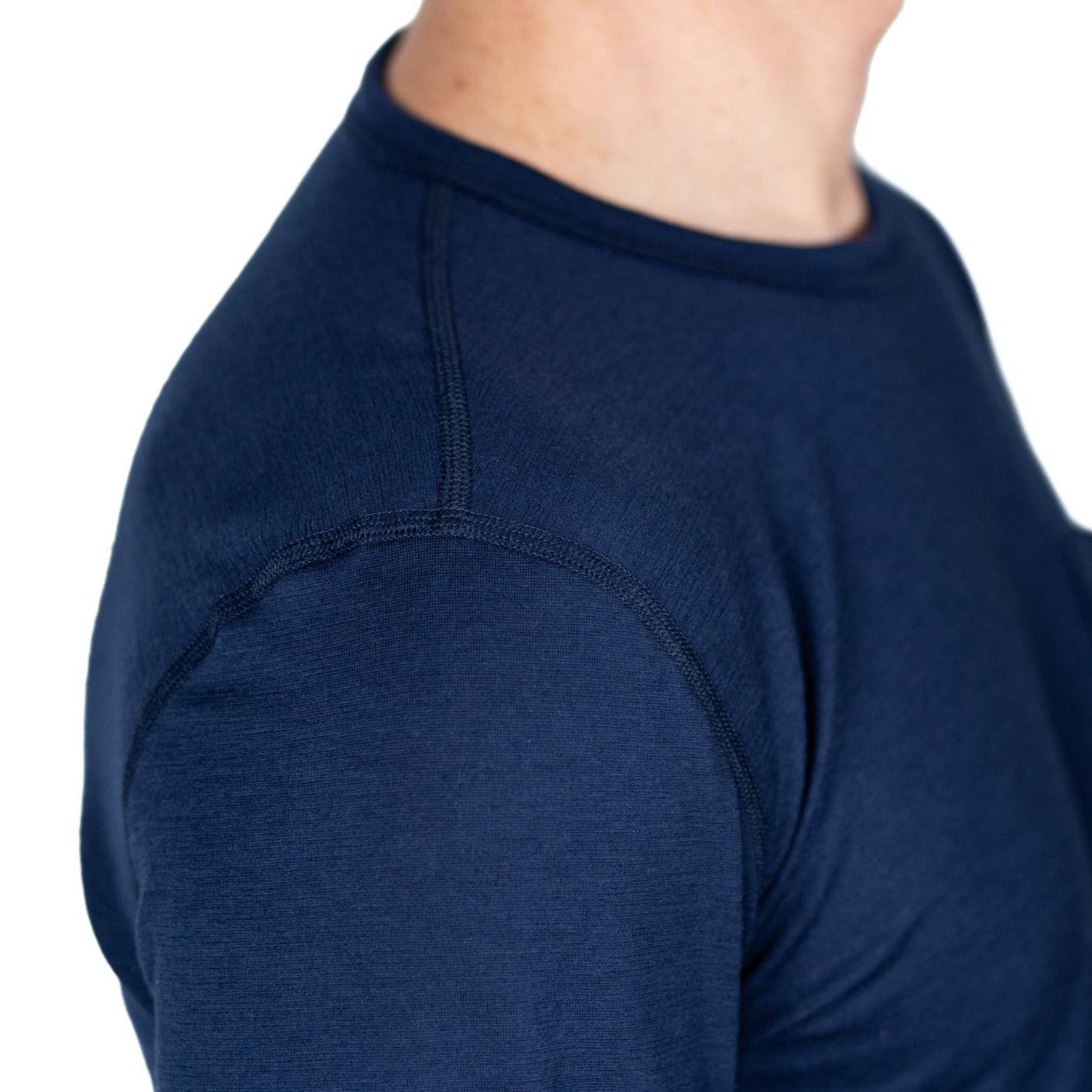 Every-Season Long Sleeve Merino Wool Pocket Tee - Atlantic Blue