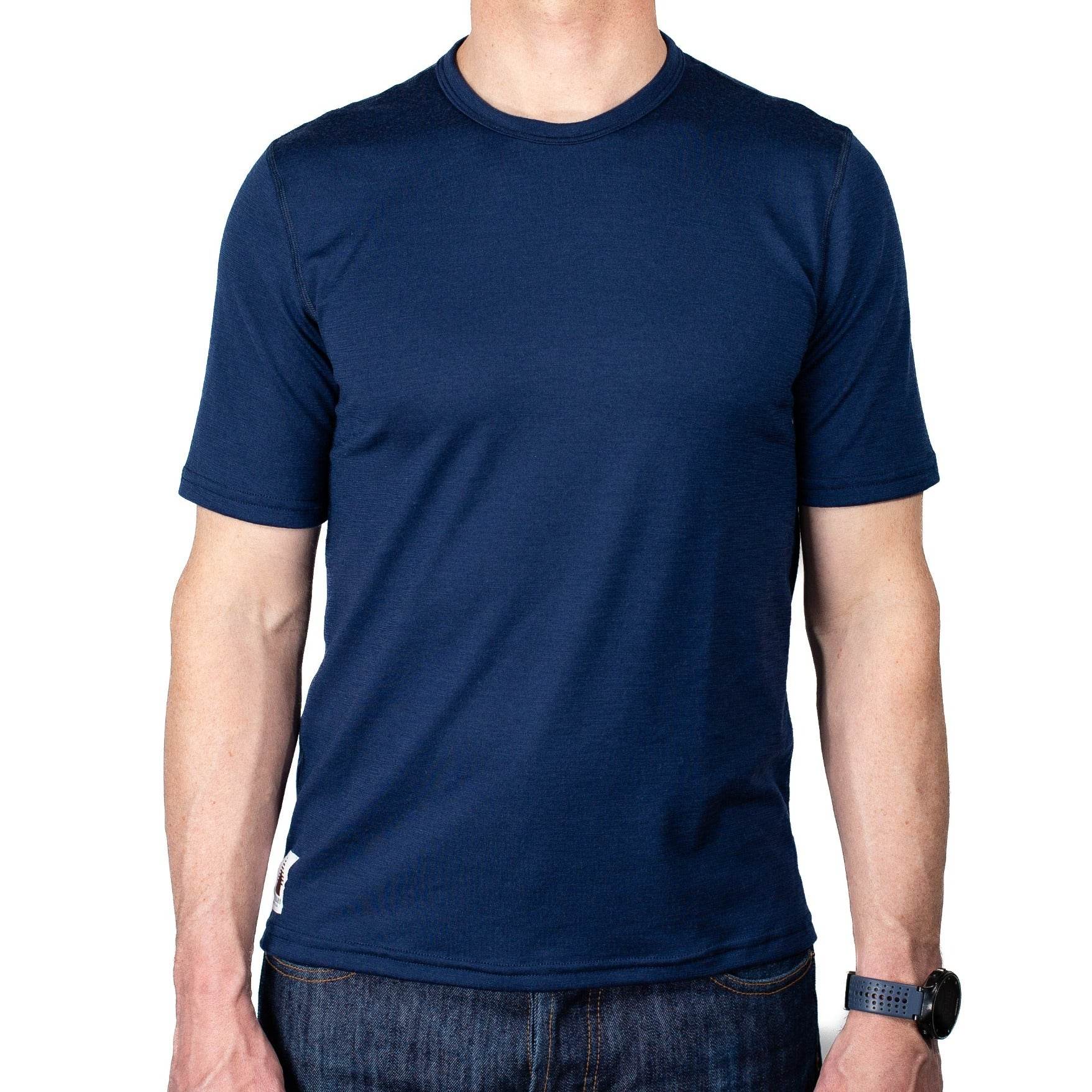 Every-Season Short Sleeve Merino Wool Tee - Atlantic Blue