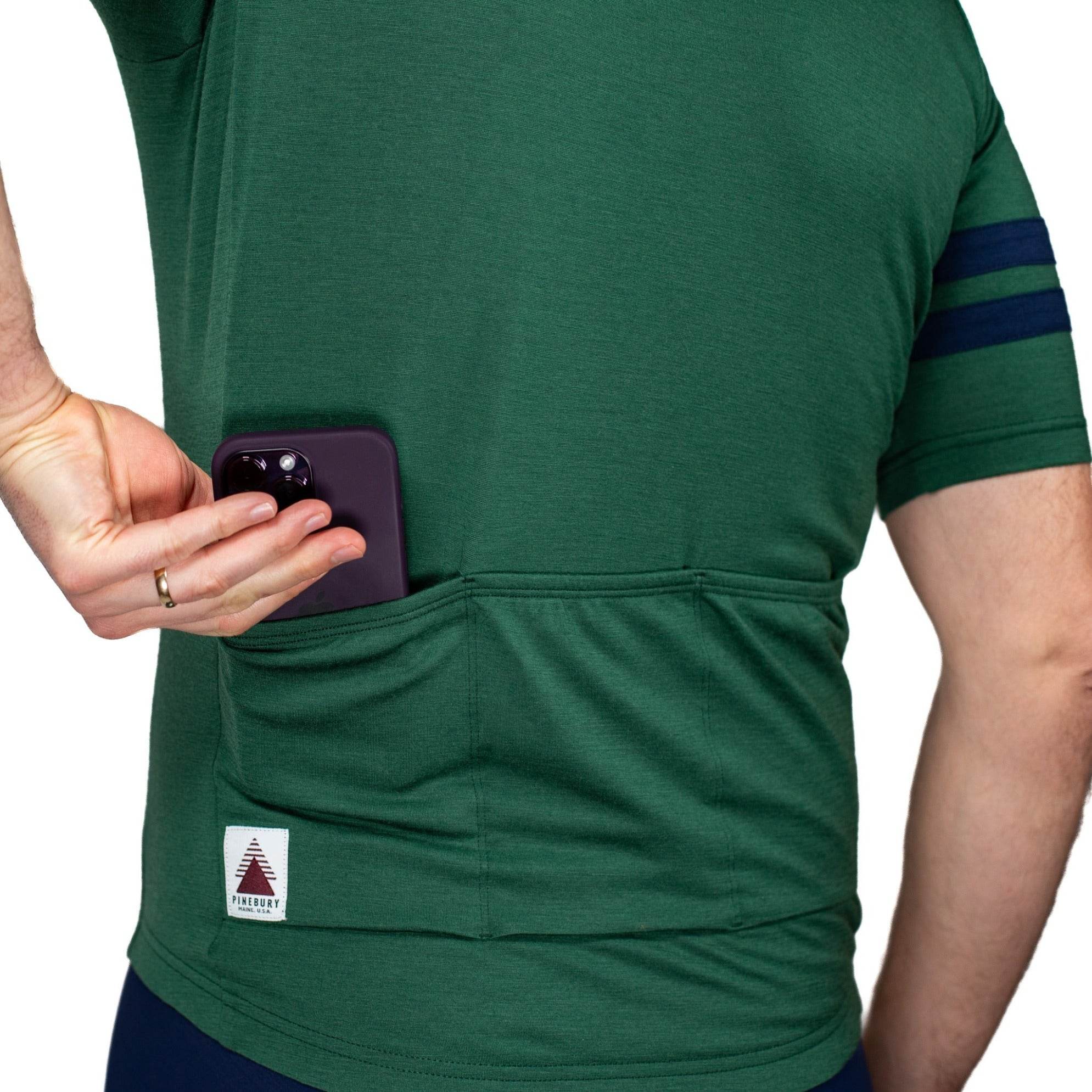 Every-Season Short Sleeve Merino Wool Cycling Jersey - Pine