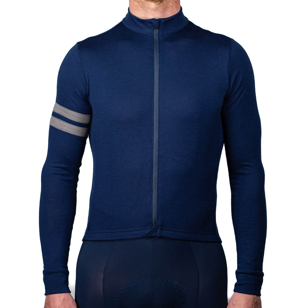 Every-Season Long Sleeve Merino Wool Cycling Jersey - Atlantic Blue