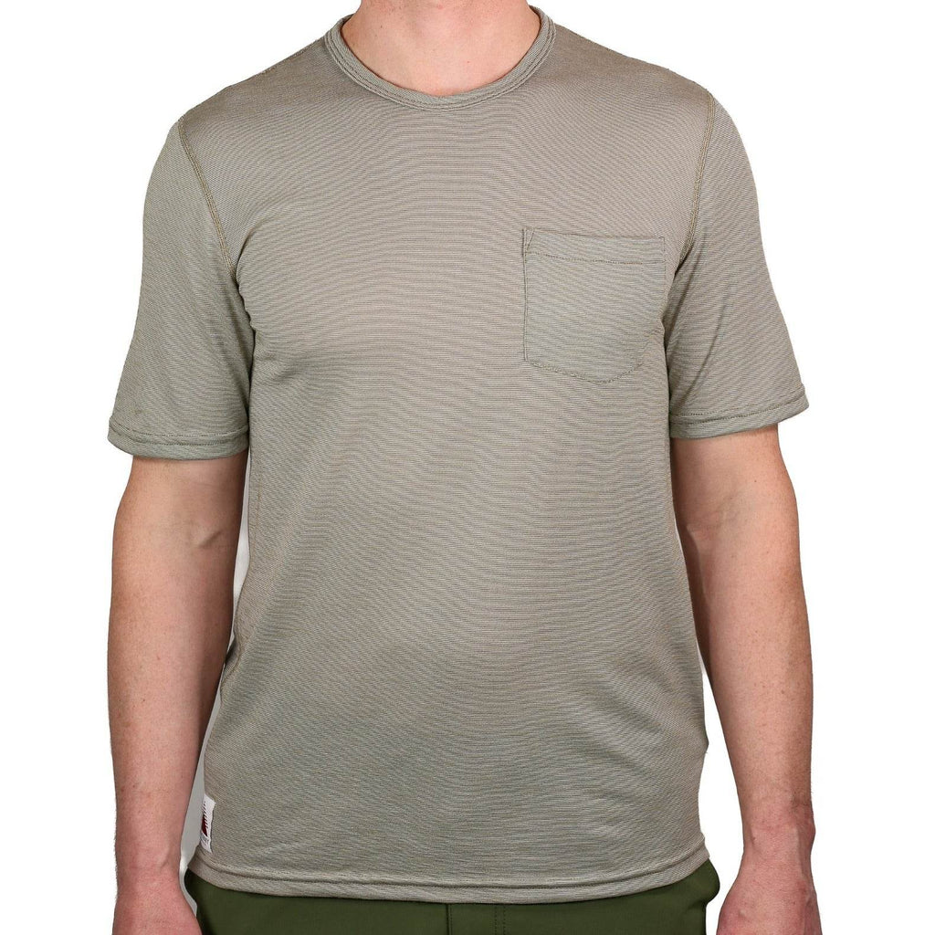 Summer Wool Short Sleeve Merino Wool Pocket Tee - Khaki