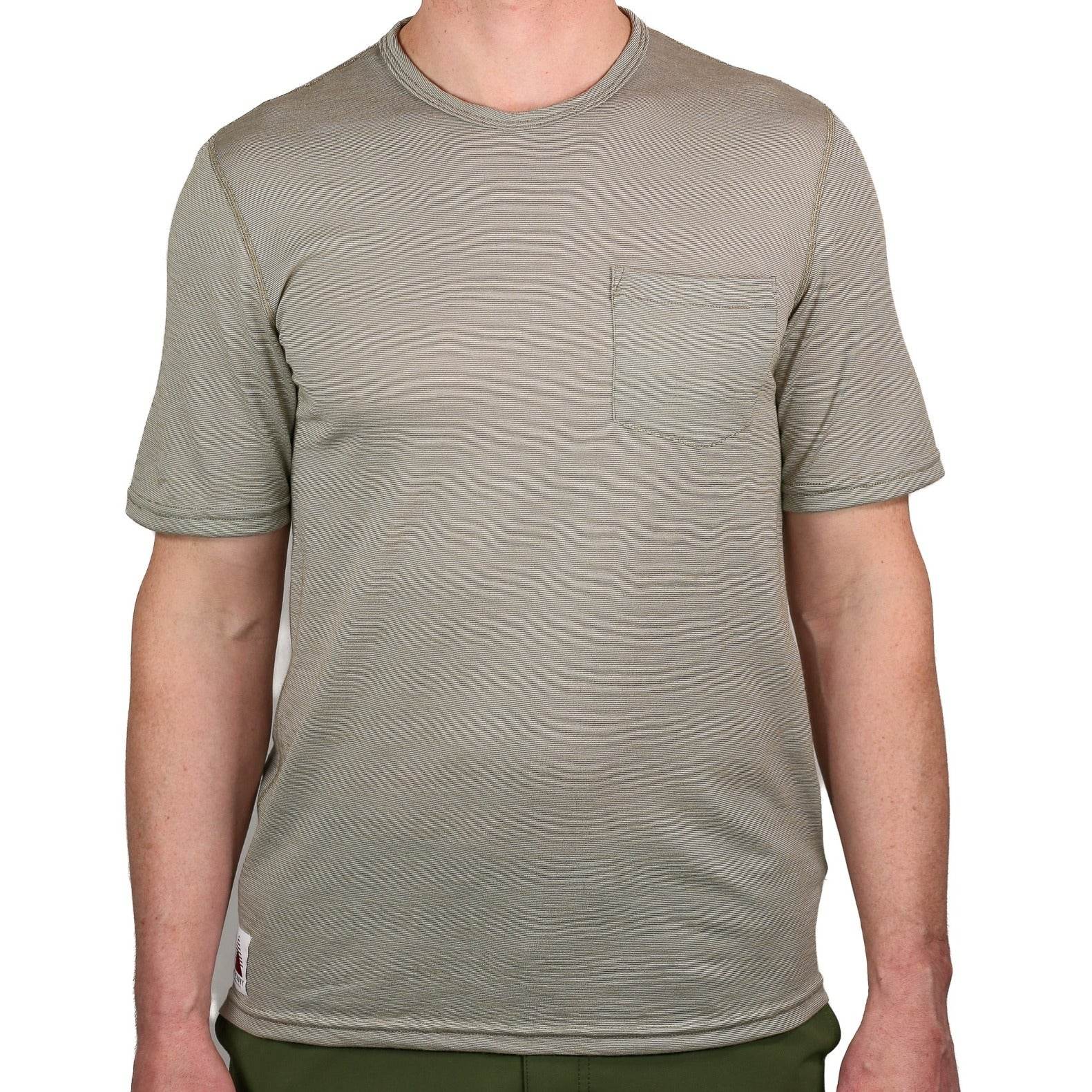 Summer Wool Short Sleeve Merino Wool Pocket Tee - Khaki
