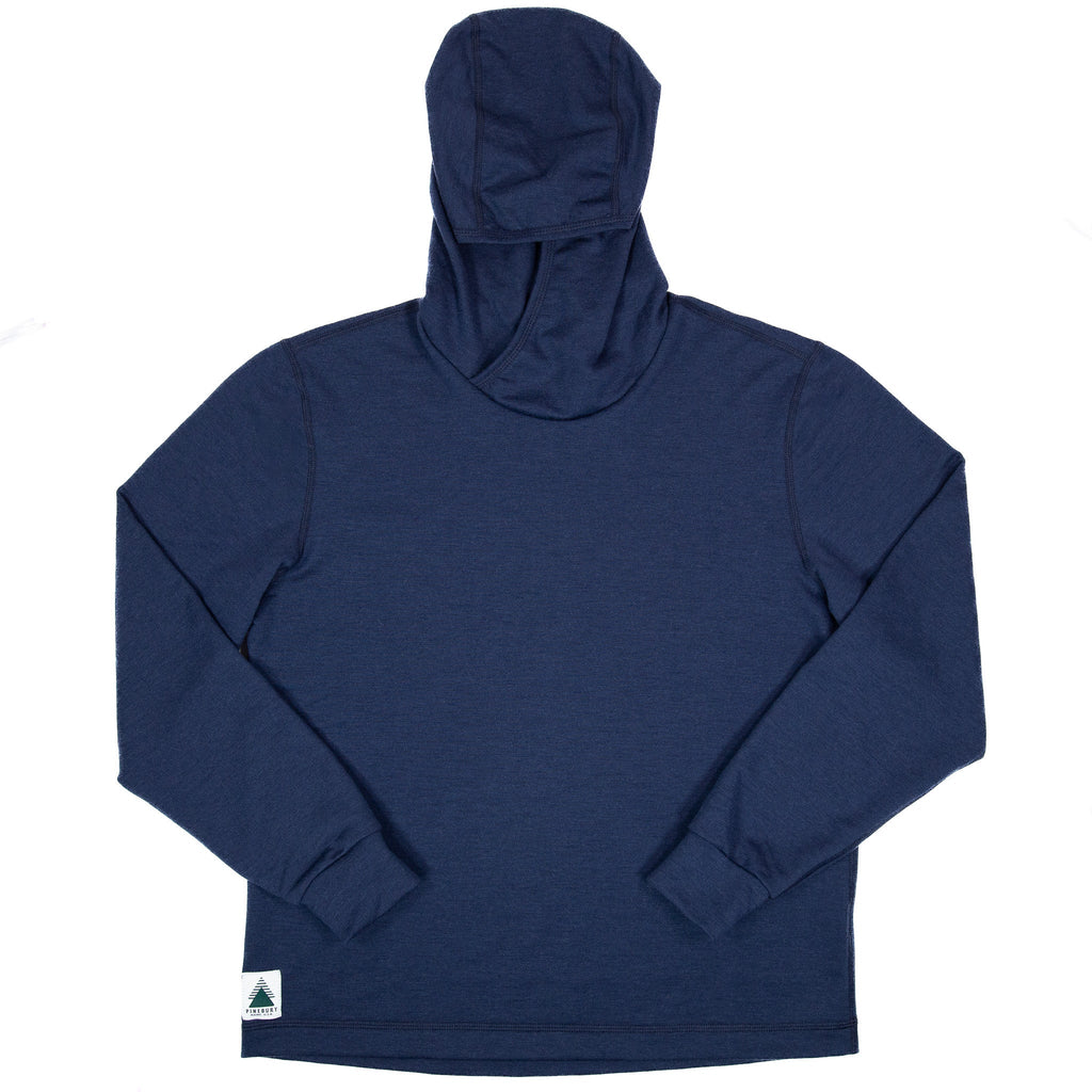 Winter Wool Long Sleeve Merino Wool Hoodie - Navy