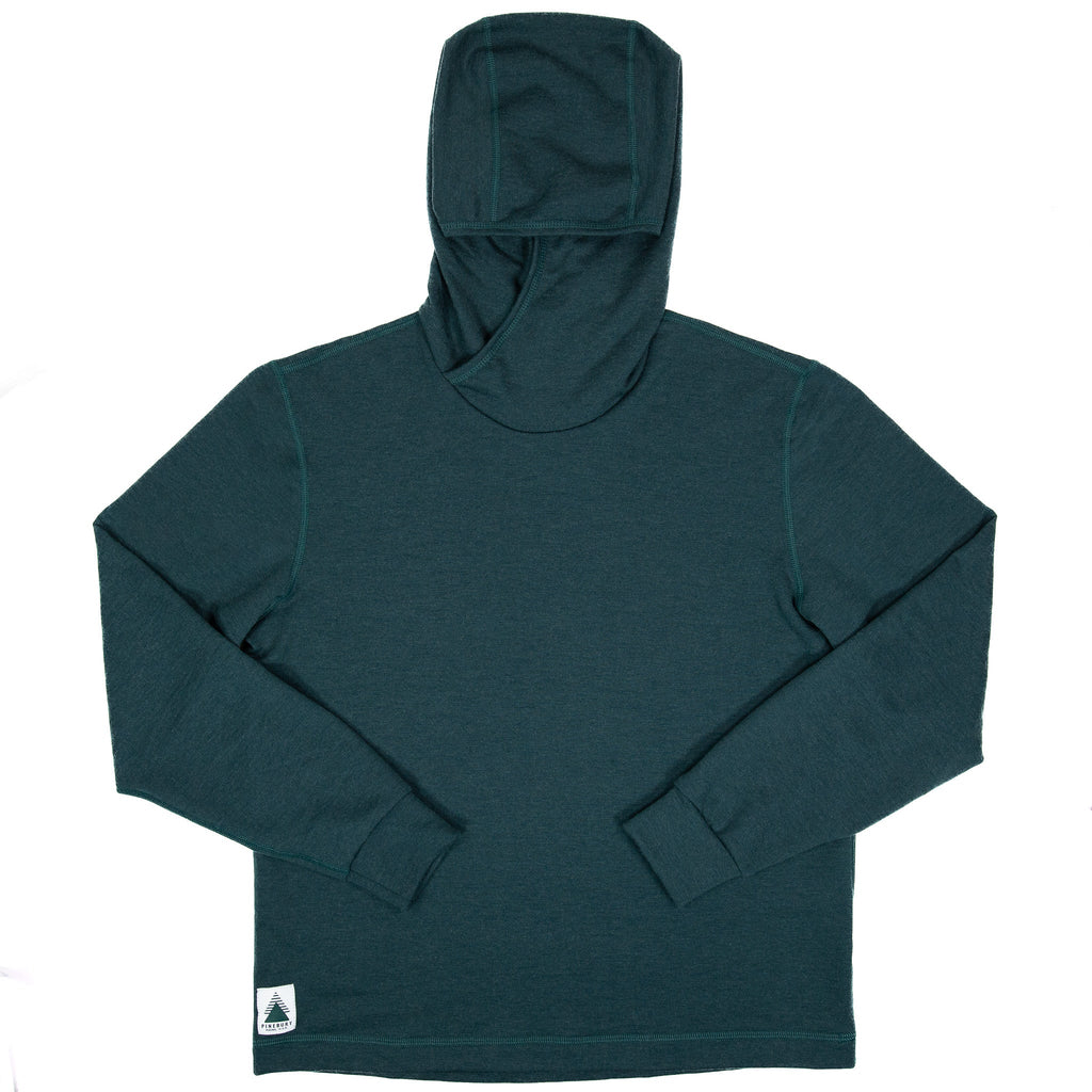 Winter Wool Long Sleeve Merino Wool Hoodie - Forest Green
