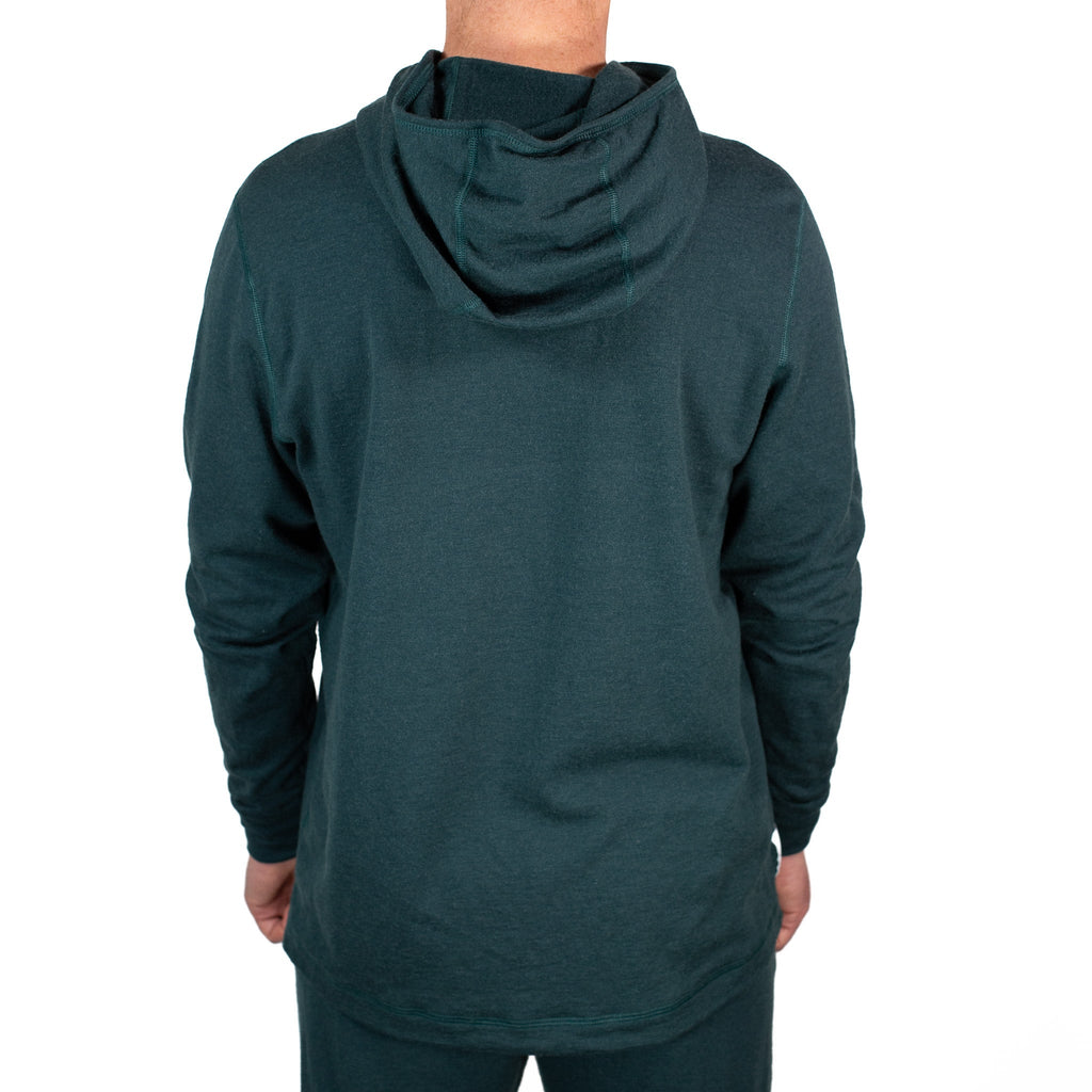 Winter Wool Long Sleeve Merino Wool Hoodie - Forest Green
