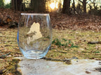 Maine Themed Etched Stemless Wine Glasses